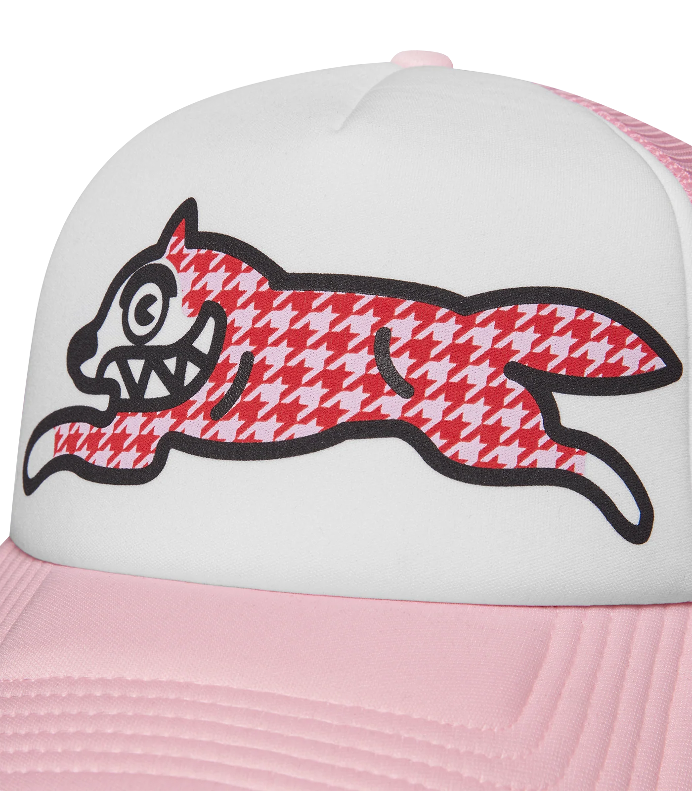HOUNDSTOOTH RUNNING DOG TRUCKER CAP - PINK - Image 3