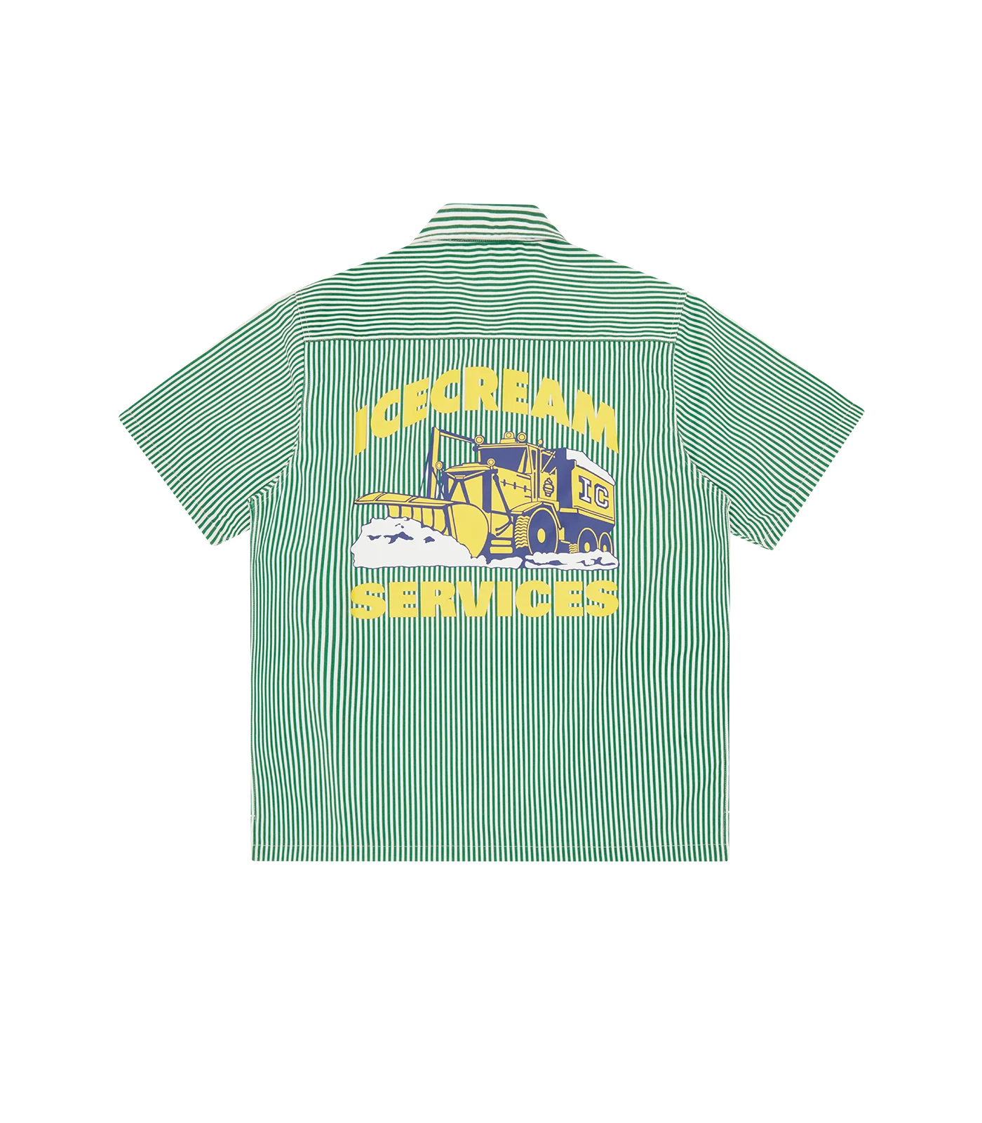 IC SERVICES QUARTER ZIP WORK SHIRT - GREEN/WHITE STRIPE - Image 4