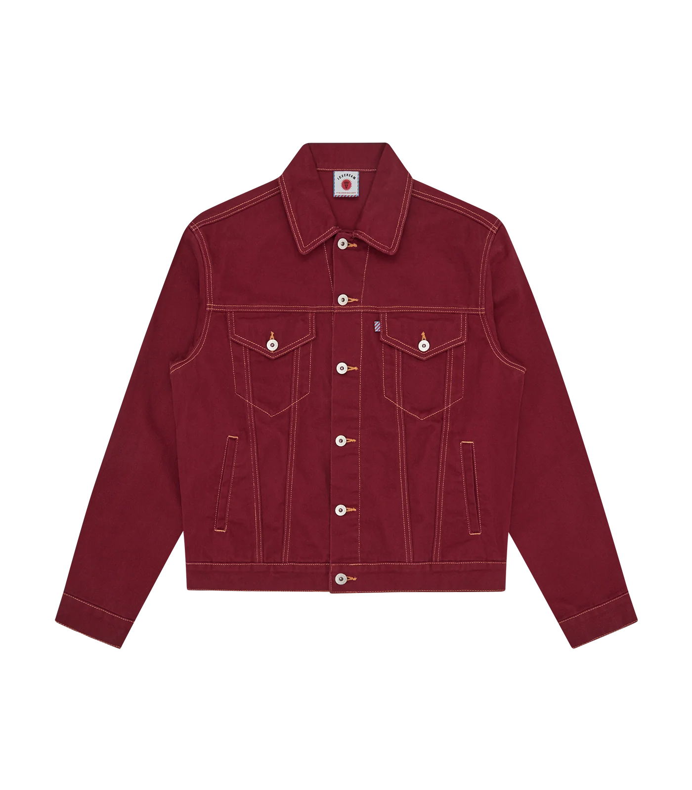 ICECREAM DENIM TRUCKER JACKET - BURGUNDY - Image 2