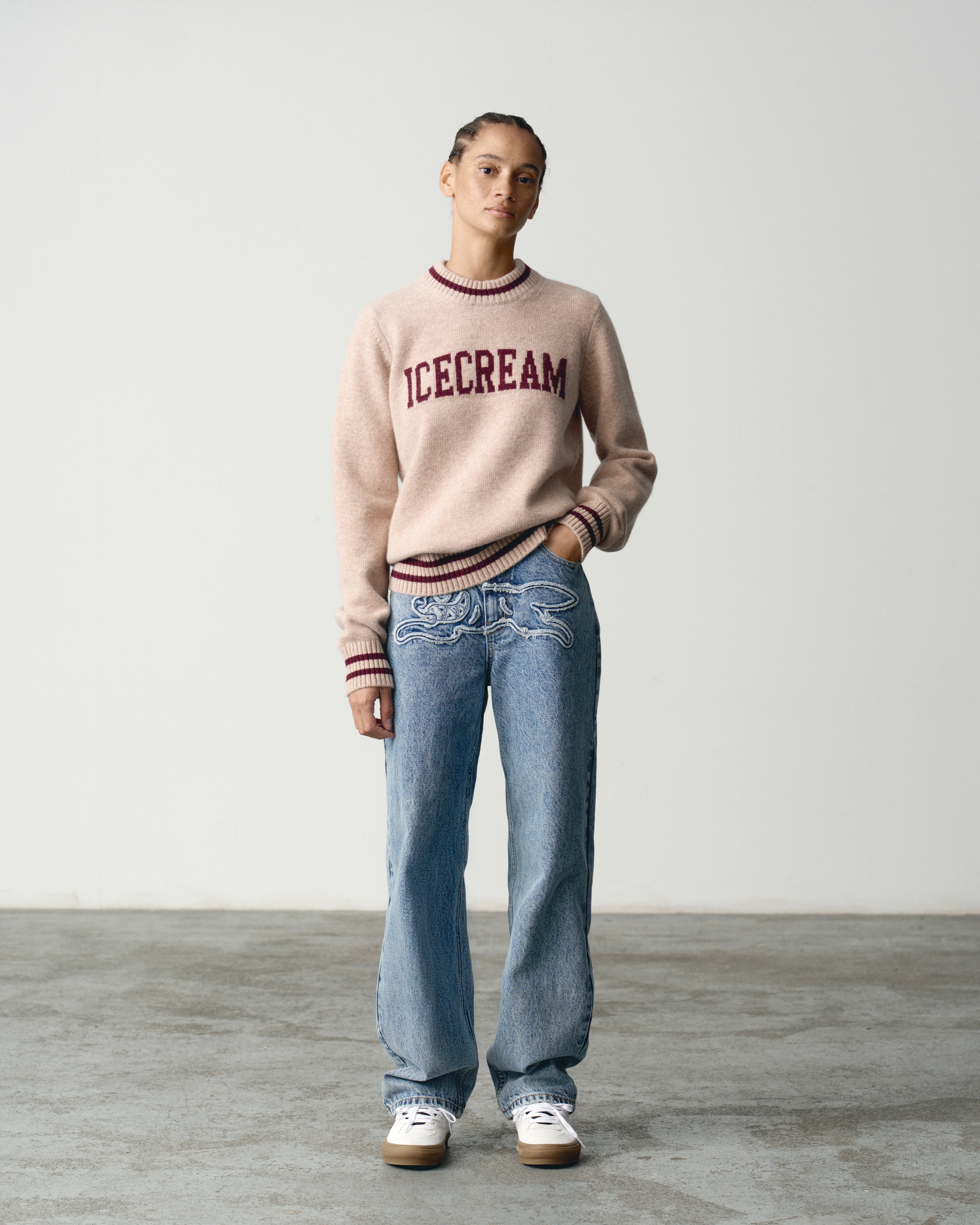 ICECREAM KNITTED CREWNECK - SAND - Image 3