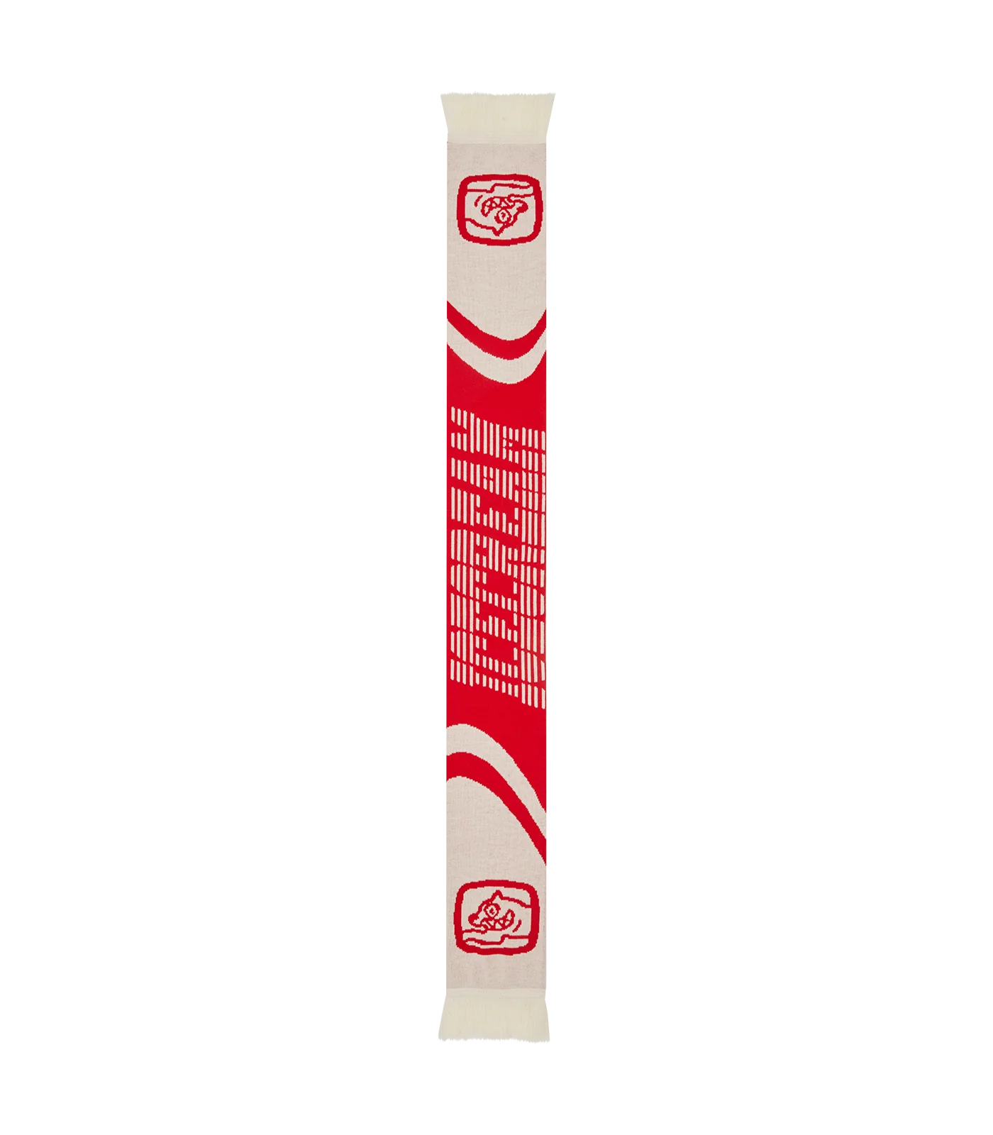 ICECREAM RACING KNITTED SCARF - RED/BEIGE