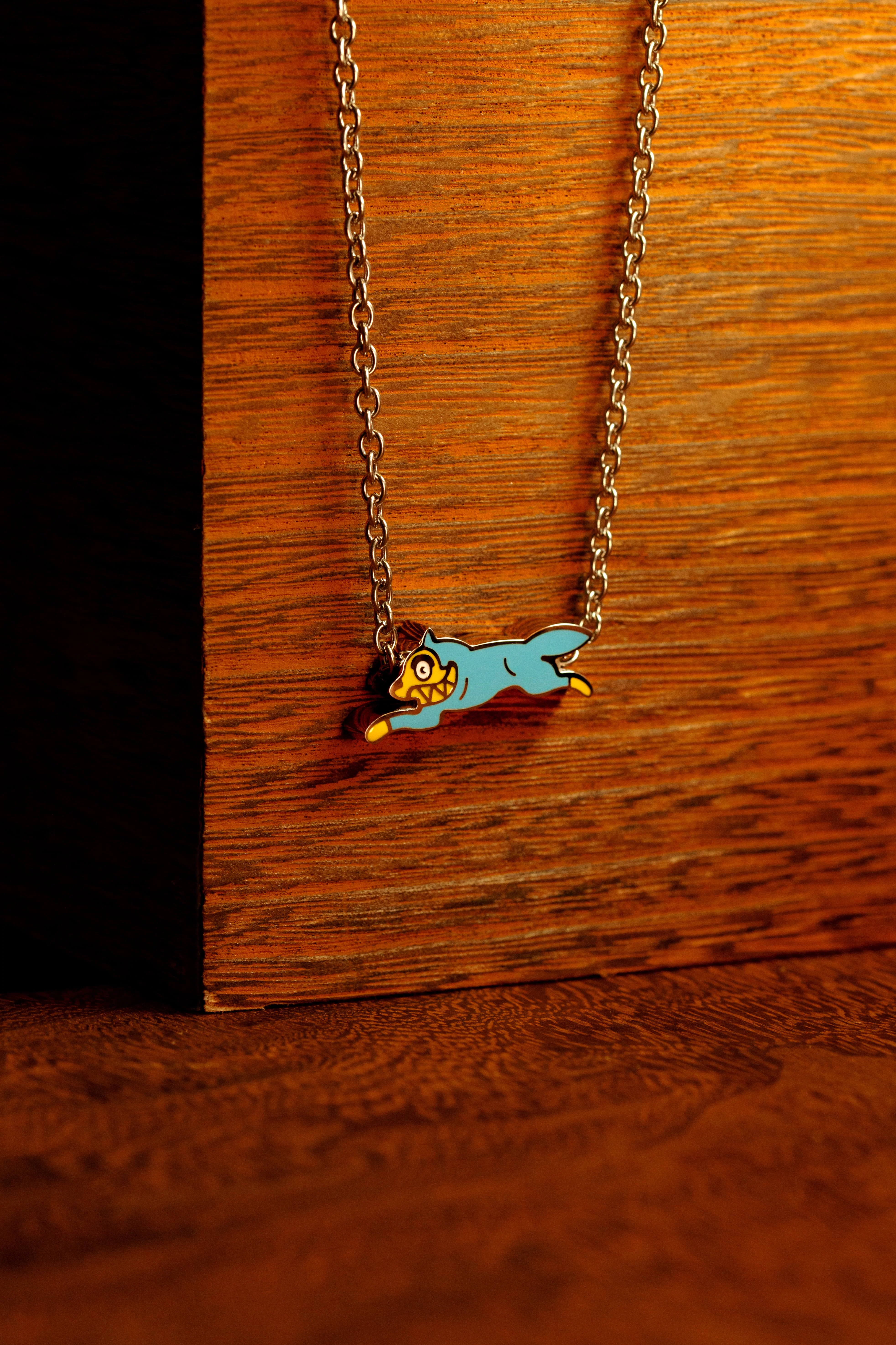 ICECREAM RUNNING DOG CHAIN NECKLACE - SILVER/BLUE - Image 3