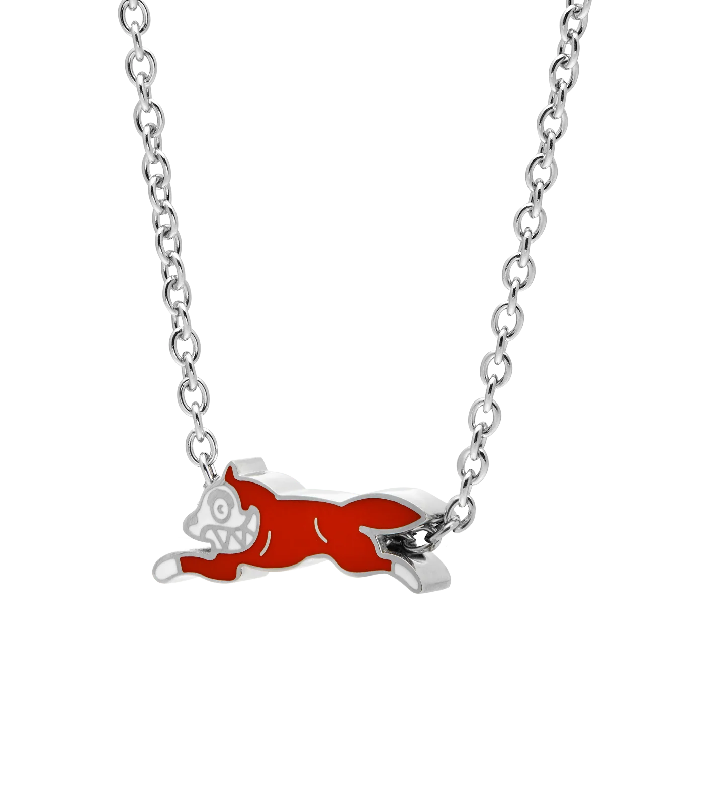 ICECREAM RUNNING DOG CHAIN NECKLACE - SILVER/RED - Image 3