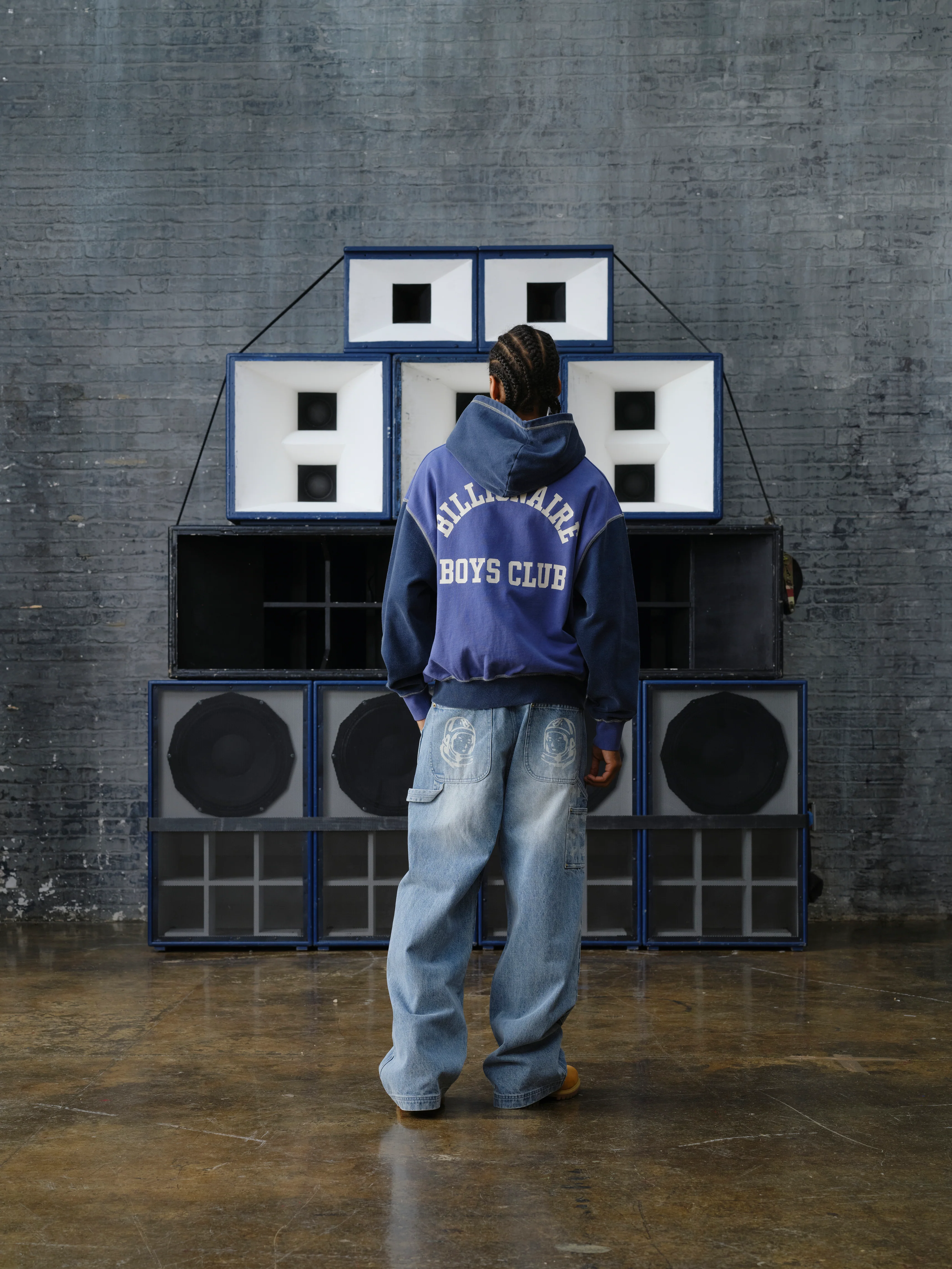 OVERSIZED COLLEGE ZIP THROUGH HOOD - INDIGO - Image 4