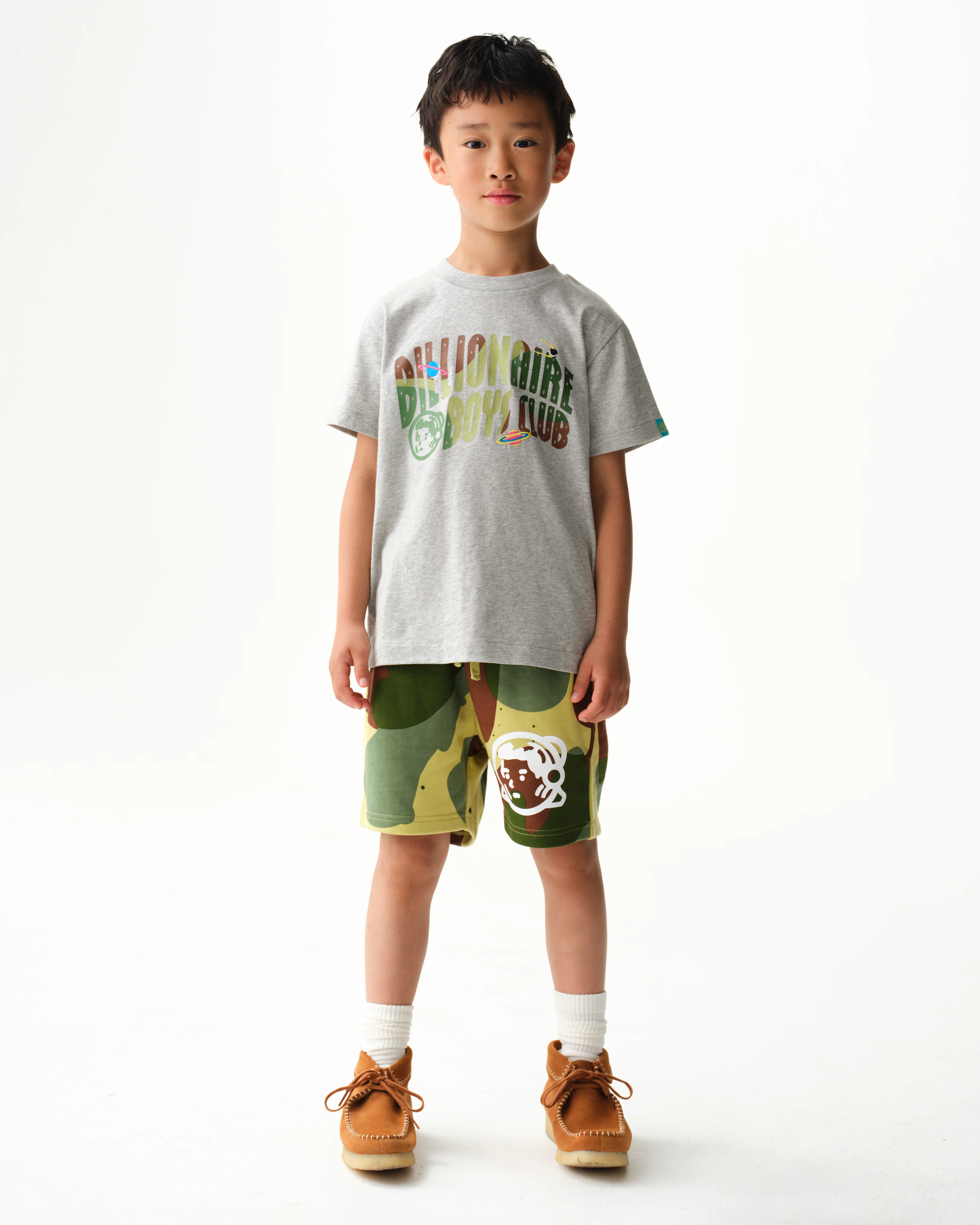 KIDS SPACE CAMO ARCH LOGO T-SHIRT - HEATHER GREY - Image 3