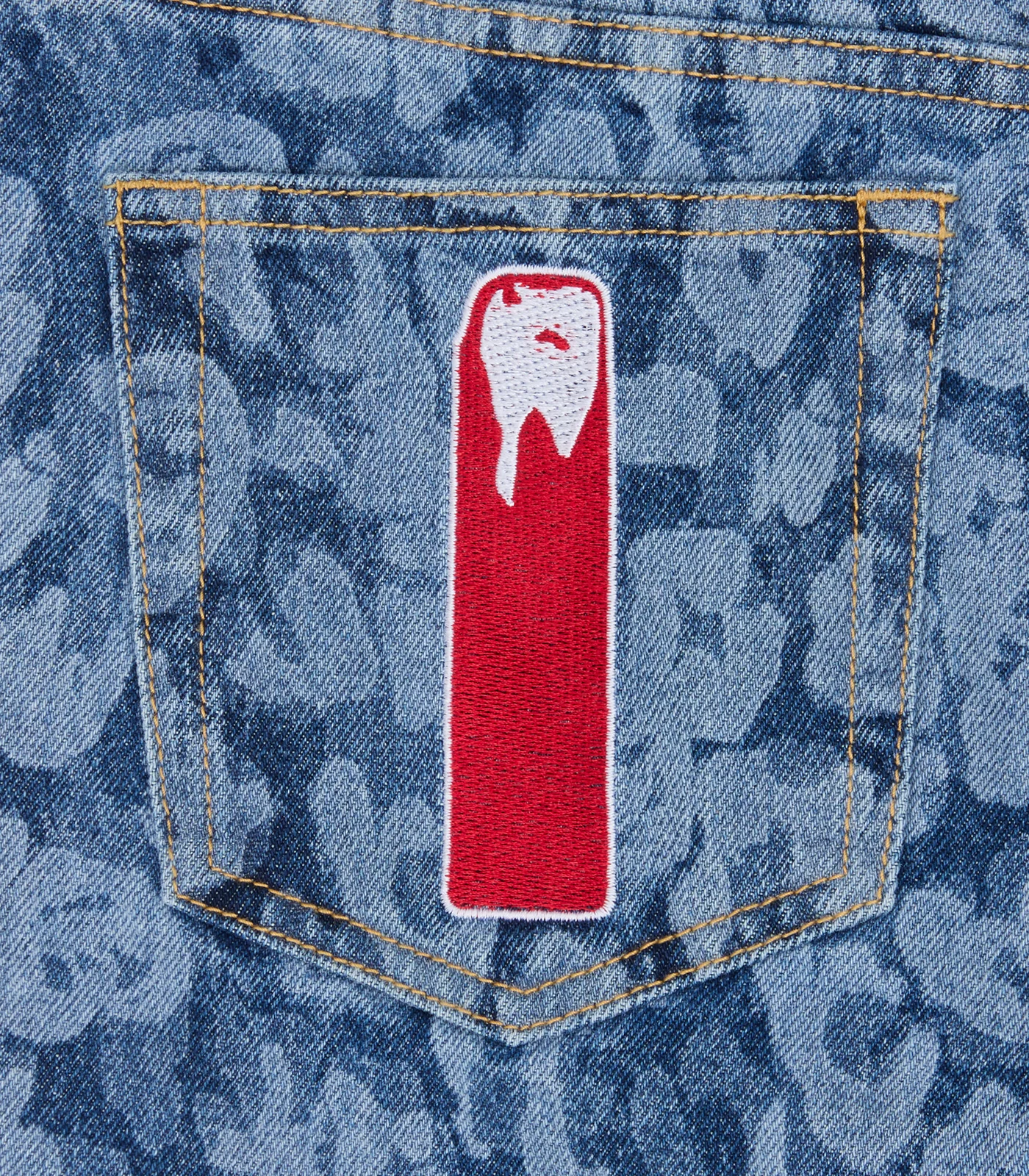 LASER CAMO DENIM PANTS - MID WASH BLUE - Image 4