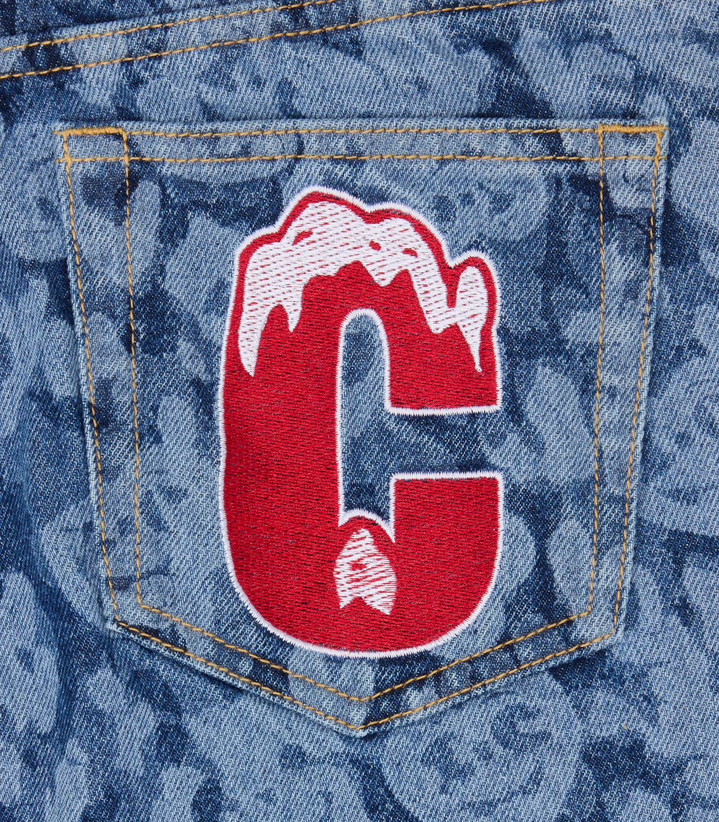 LASER CAMO DENIM PANTS - MID WASH BLUE - Image 5