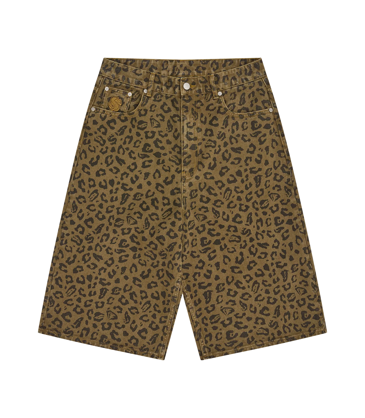 LEOPARD PRINT DENIM SHORTS - MULTI