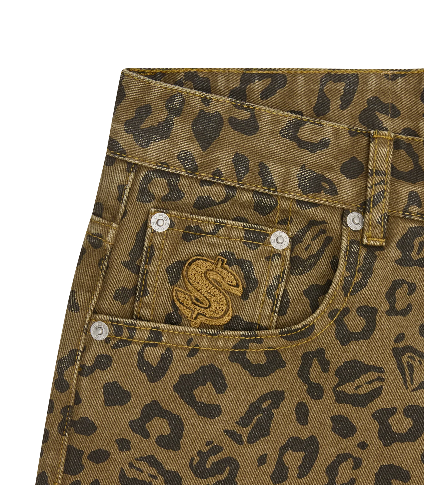 LEOPARD PRINT DENIM SHORTS - MULTI - Image 5