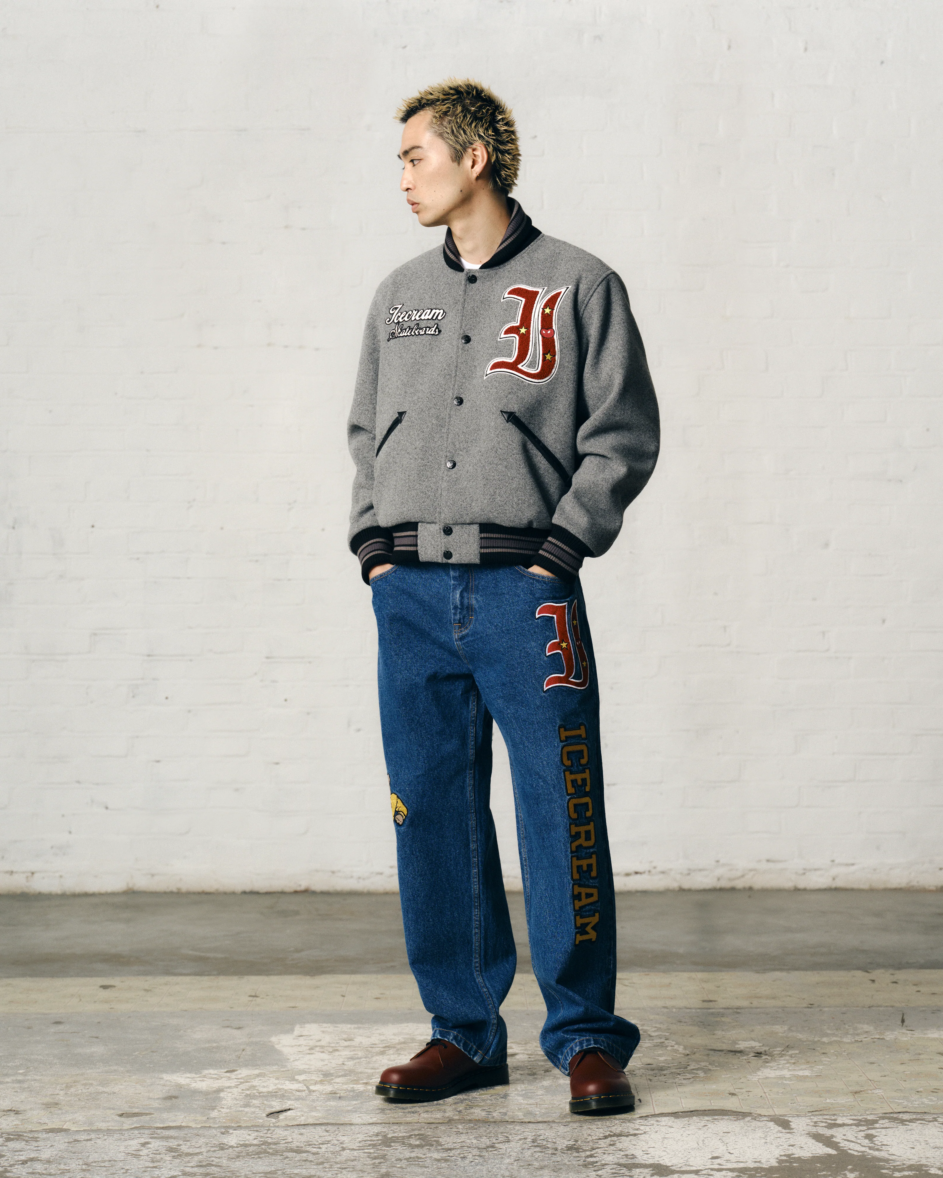 MASCOT VARSITY JACKET -  GREY - Image 3