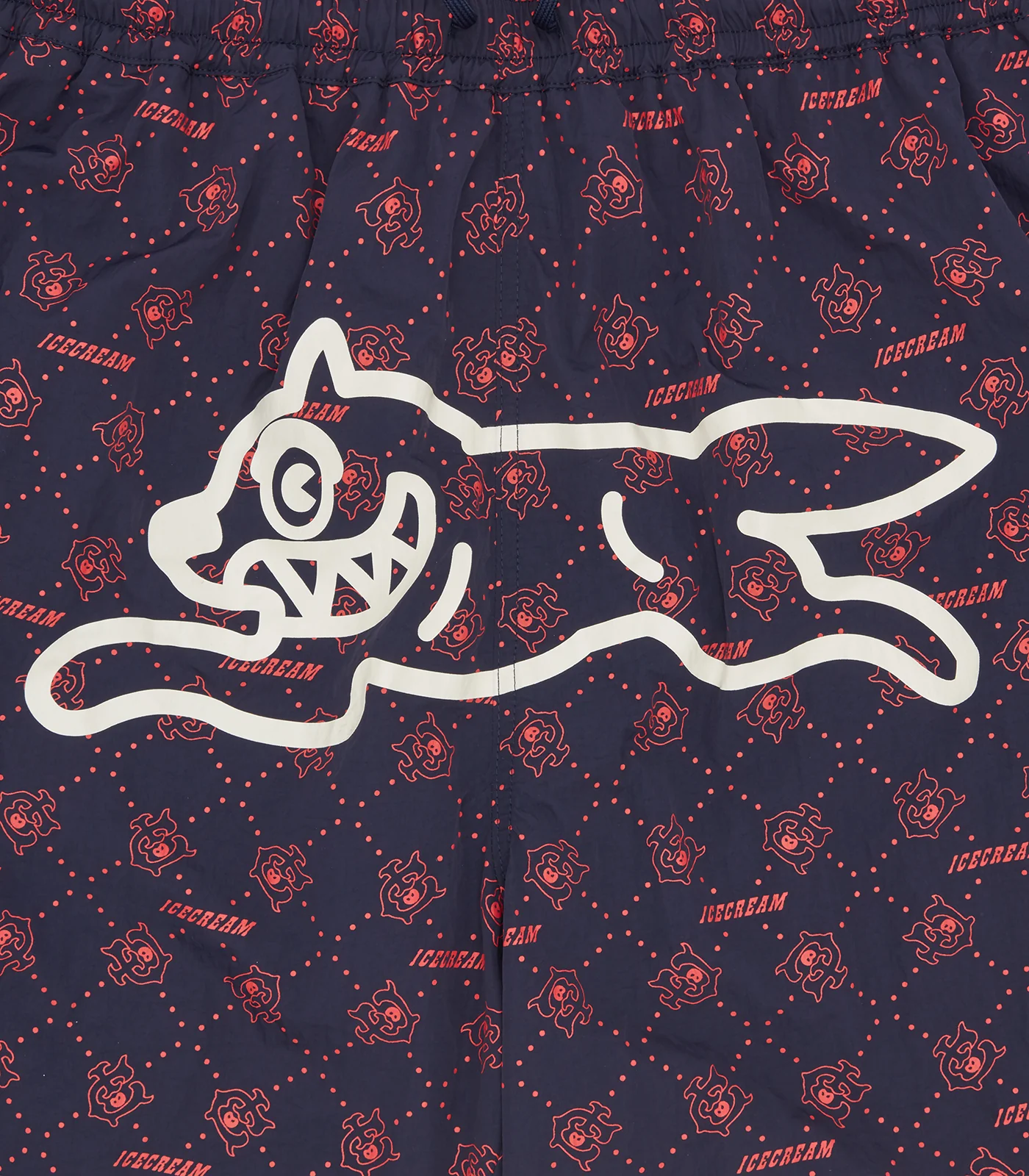 MONOGRAM RUNNING DOG SWIM SHORTS - NAVY/RED - Image 4