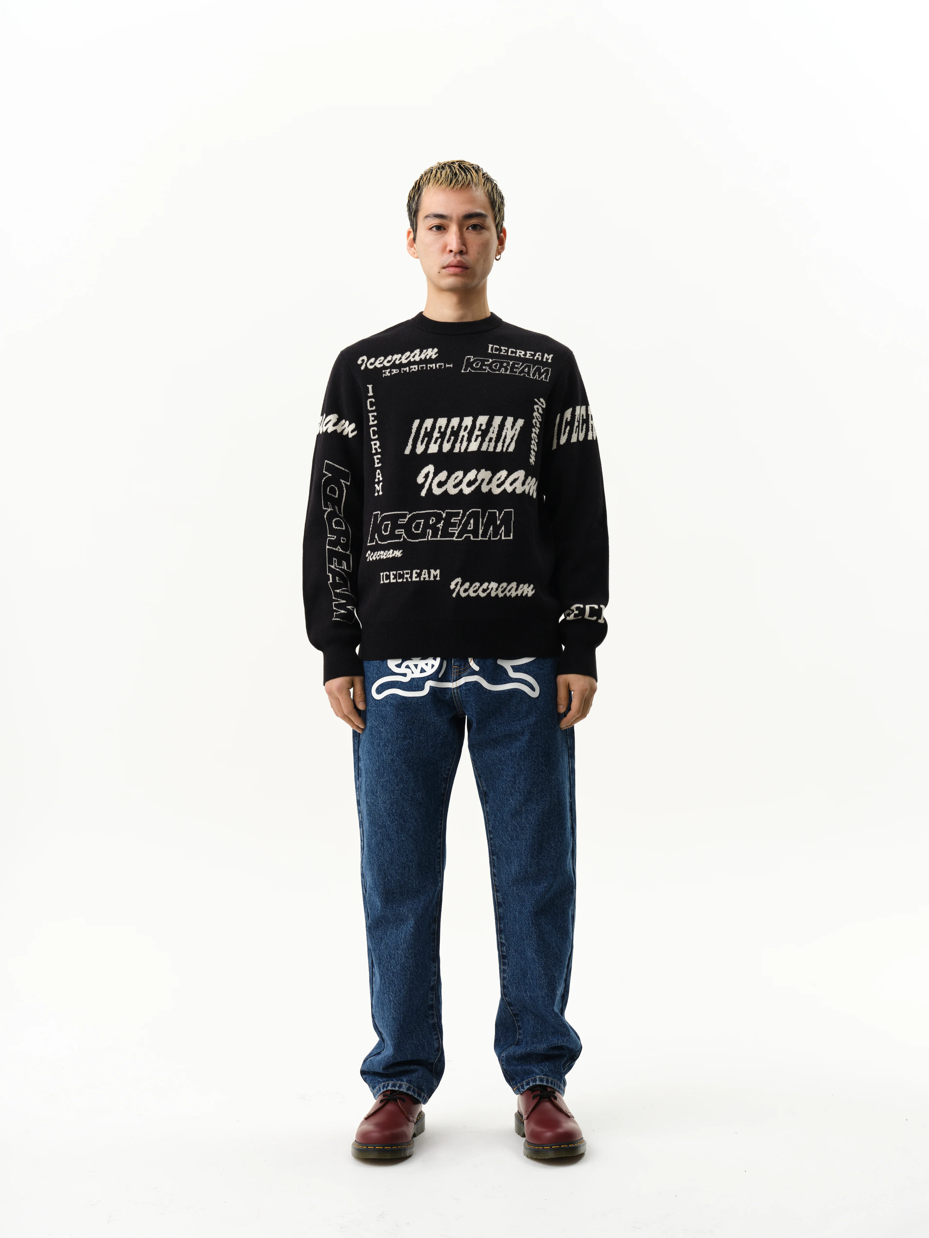 MULTI LOGO KNIT CREWNECK - BLACK - Image 3
