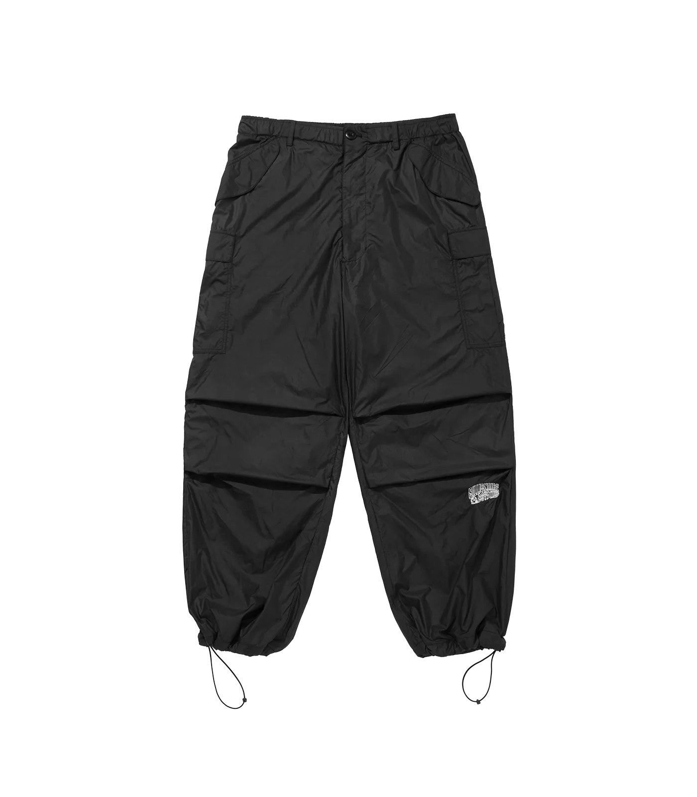 NYLON WIDE CARGO PANTS - BLACK