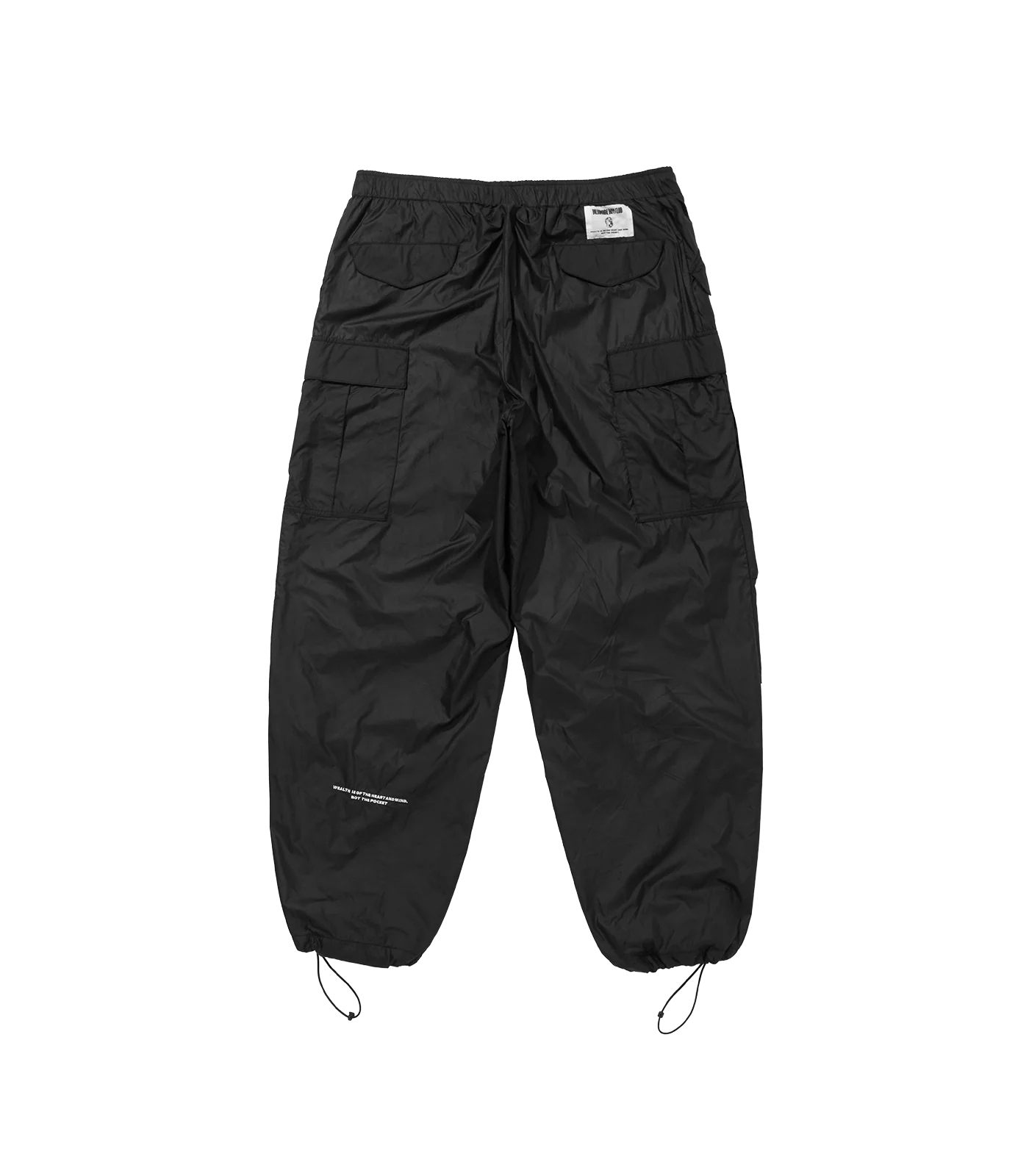NYLON WIDE CARGO PANTS - BLACK - Image 2