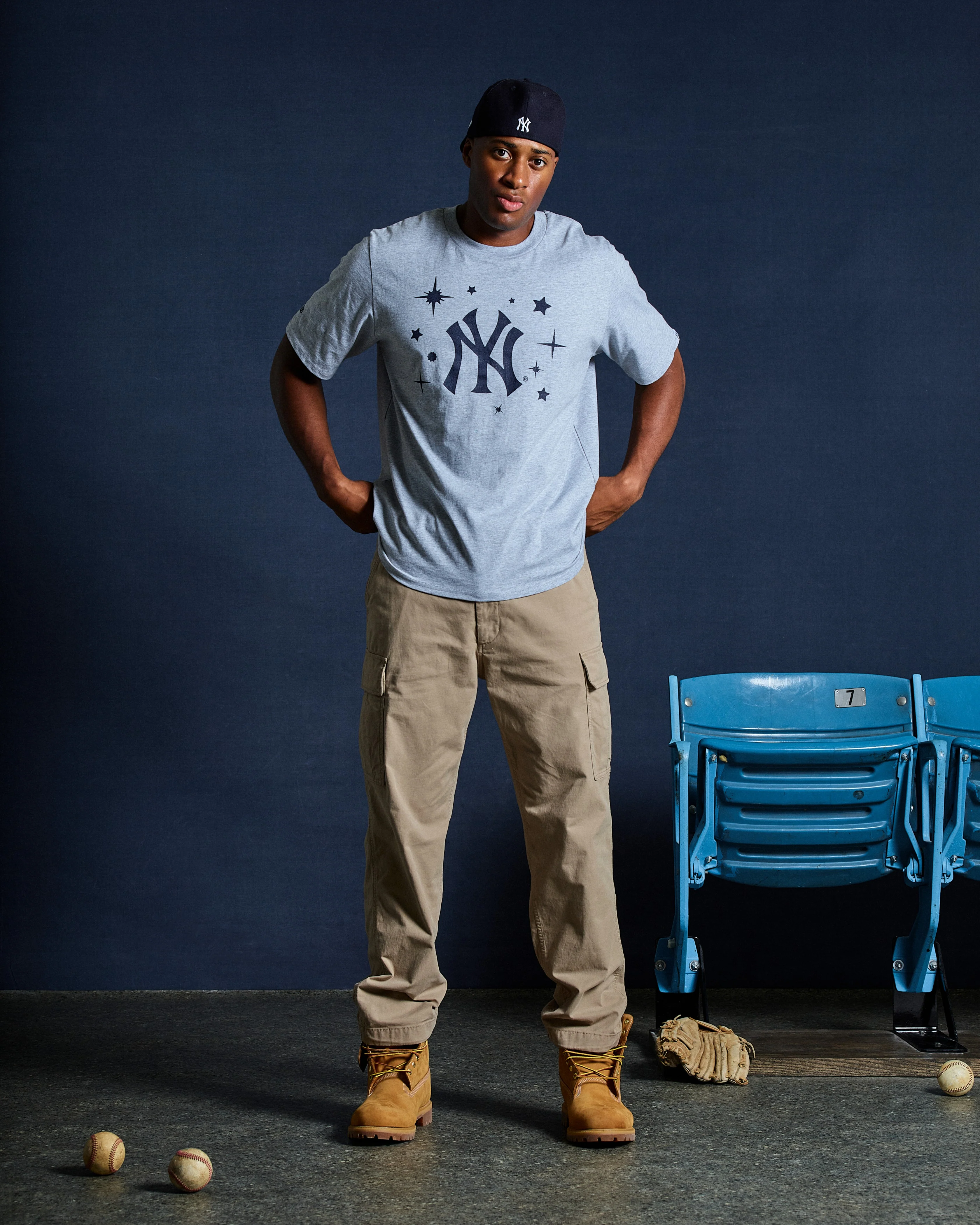 NYY STARFIELD LOGO T-SHIRT - GREY - Image 3