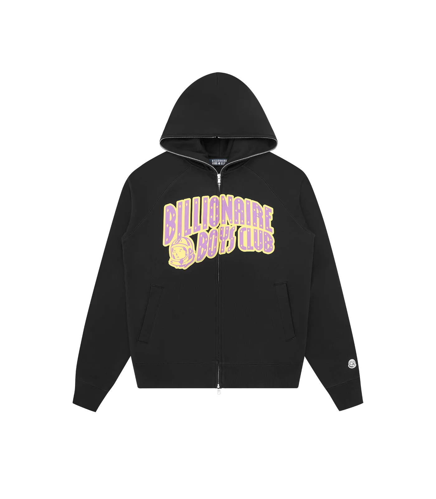 OUTLINE ARCH LOGO ZIP THROUGH HOOD - BLACK/PURPLE