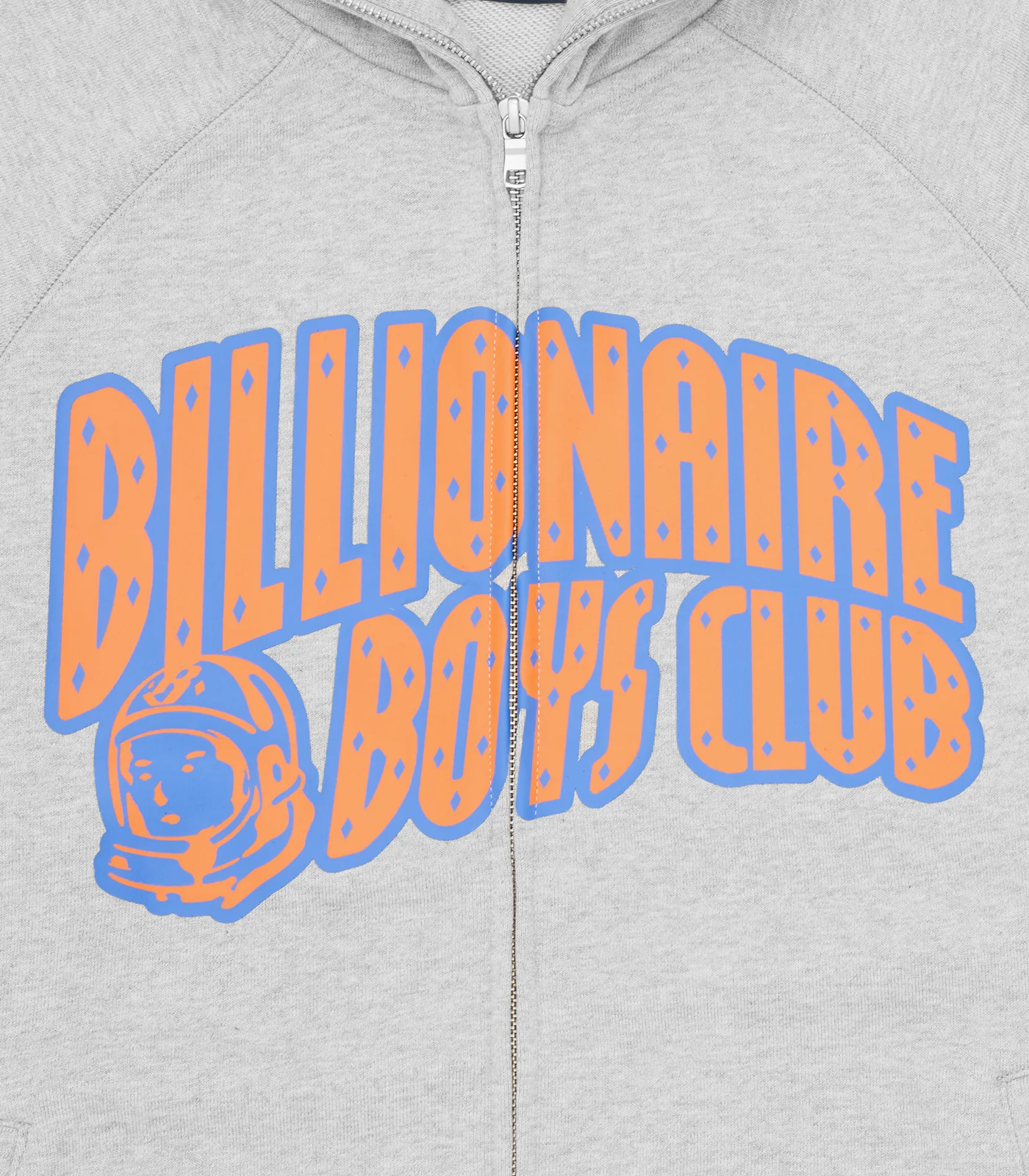 OUTLINE ARCH LOGO ZIP THROUGH HOOD - HEATHER GREY/RED - Image 3