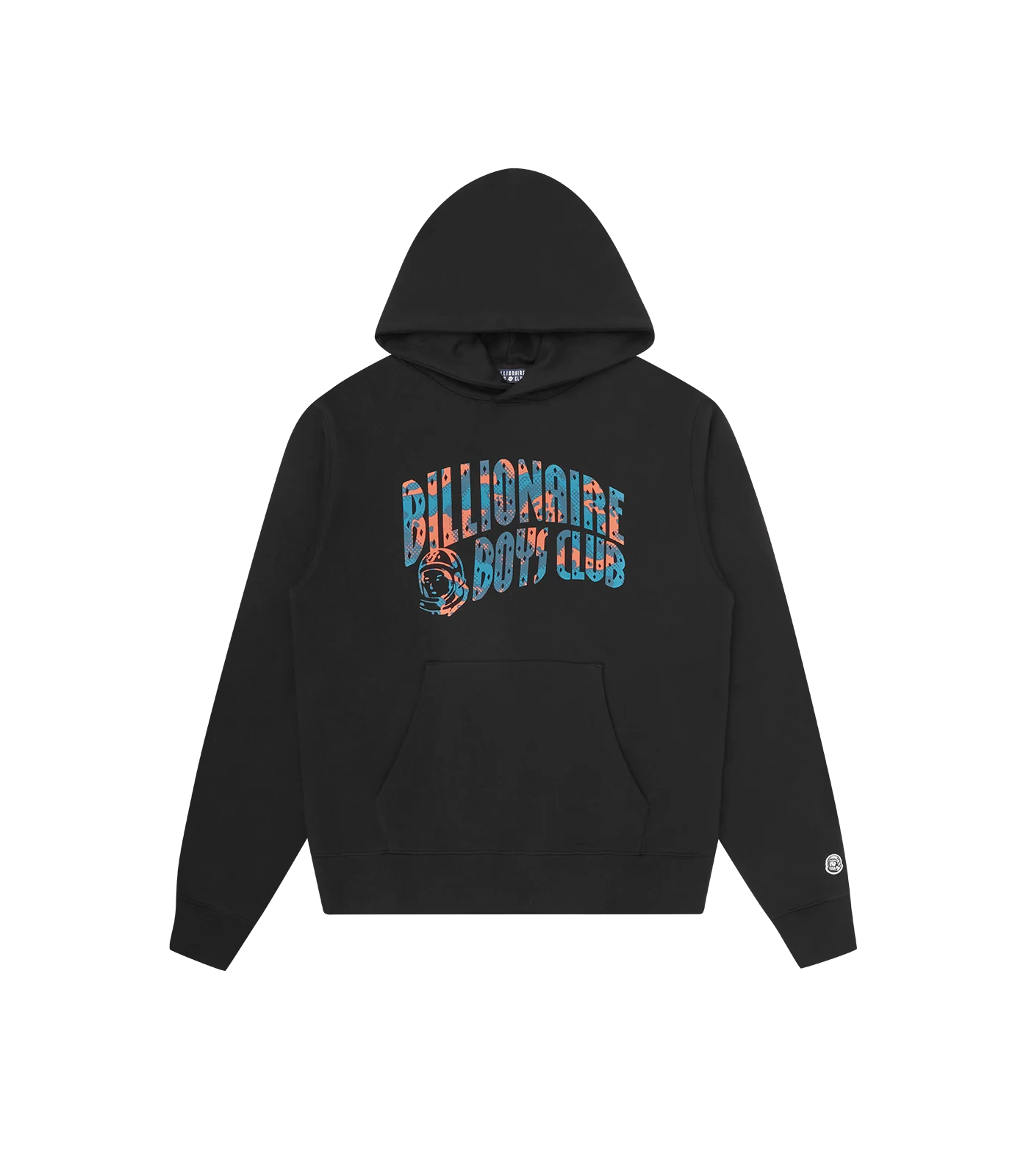 OVERLAY CAMO FILL ARCH LOGO POPOVER HOOD - BLACK