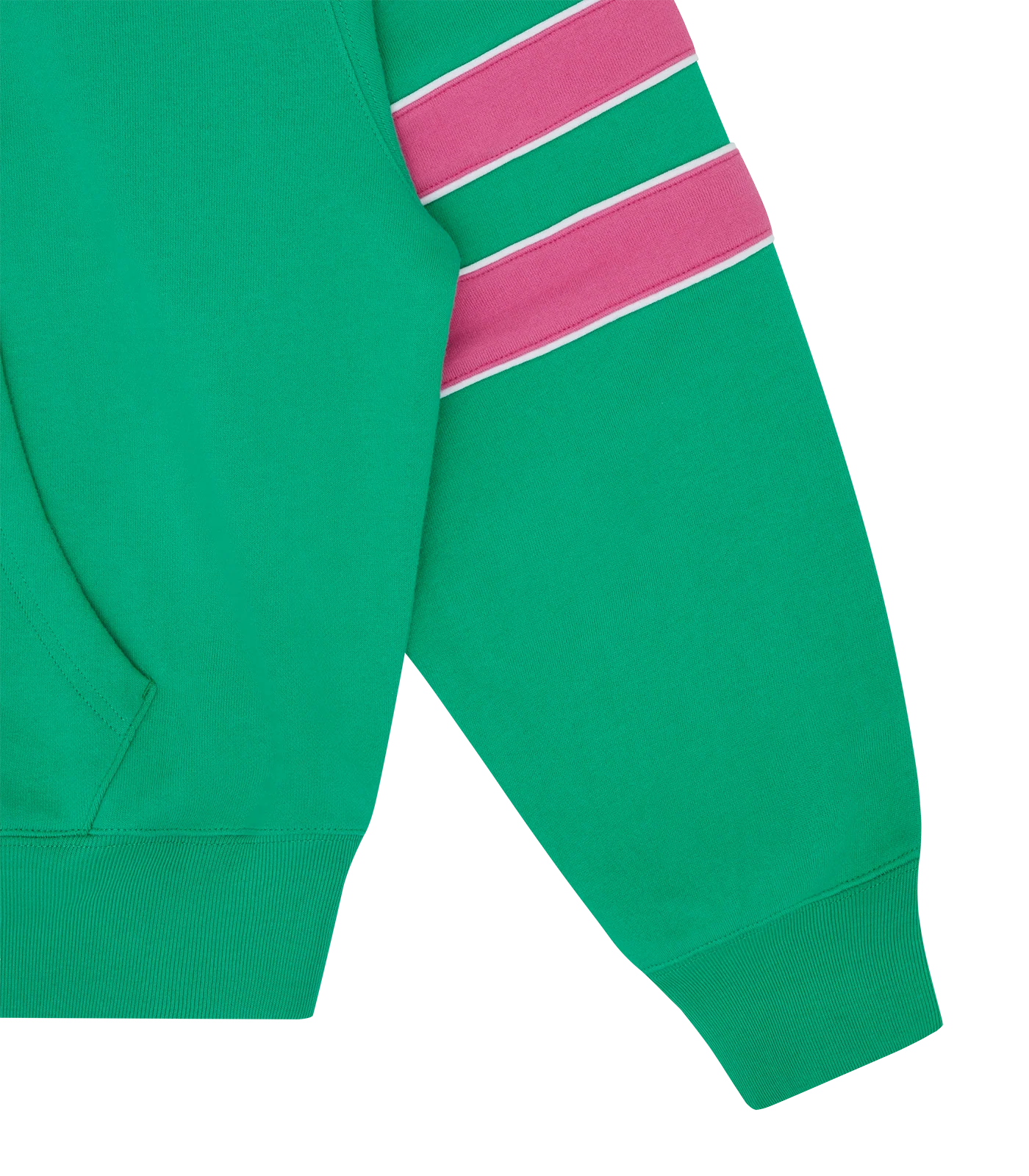 OVERSIZED COLLEGE POPOVER HOOD - GREEN/PINK - Image 5