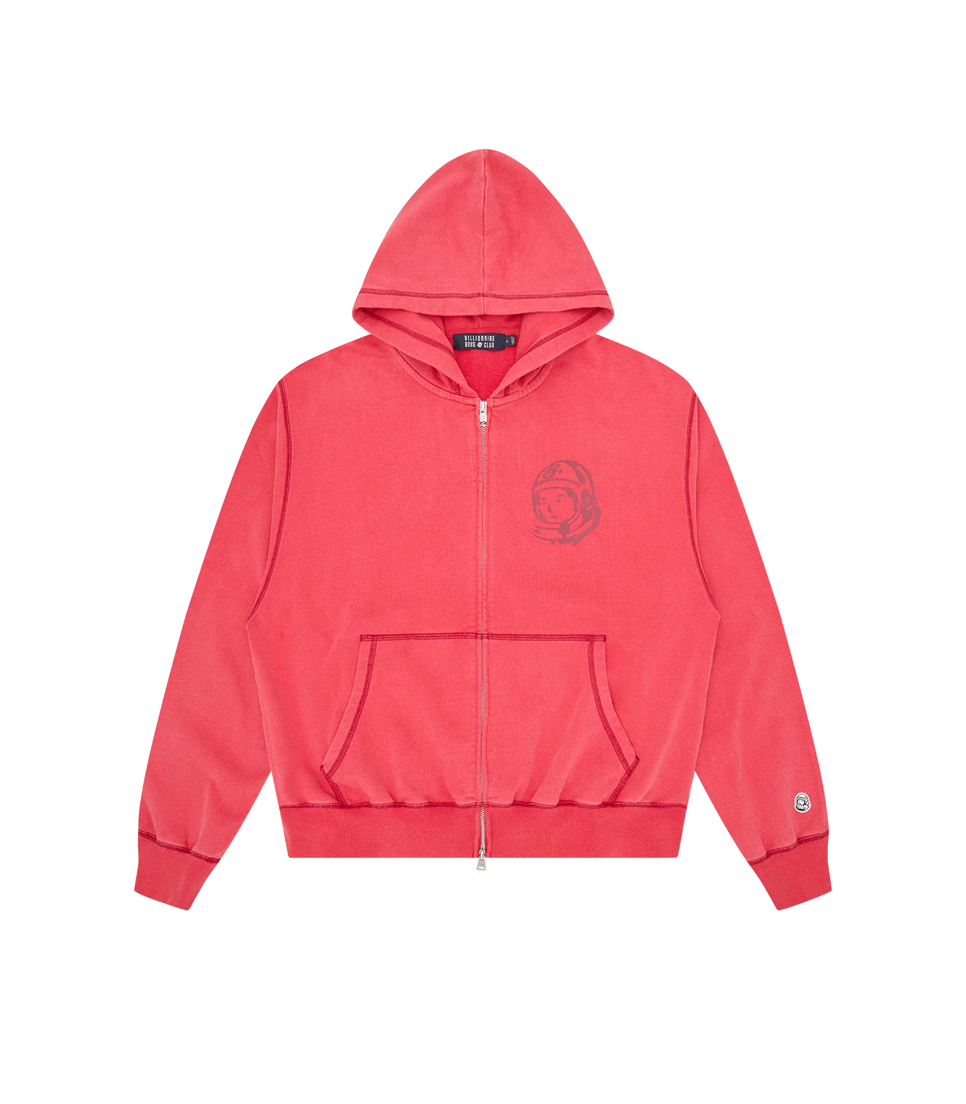 OVERSIZED COLLEGE ZIP THROUGH HOOD - RED