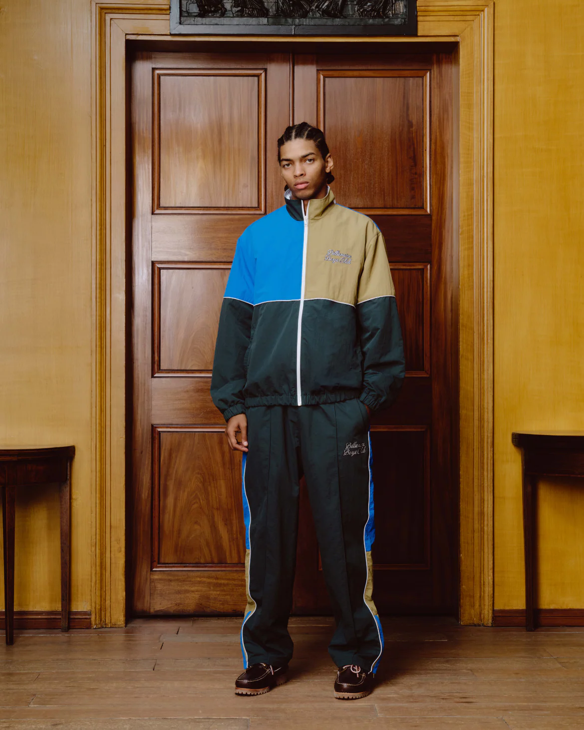PANELLED NYLON TRACK JACKET - DARK GREEN - Image 3
