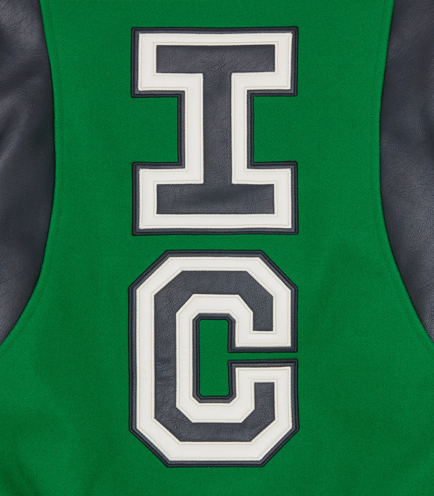 PANELLED VARSITY JACKET - GREEN - Image 8