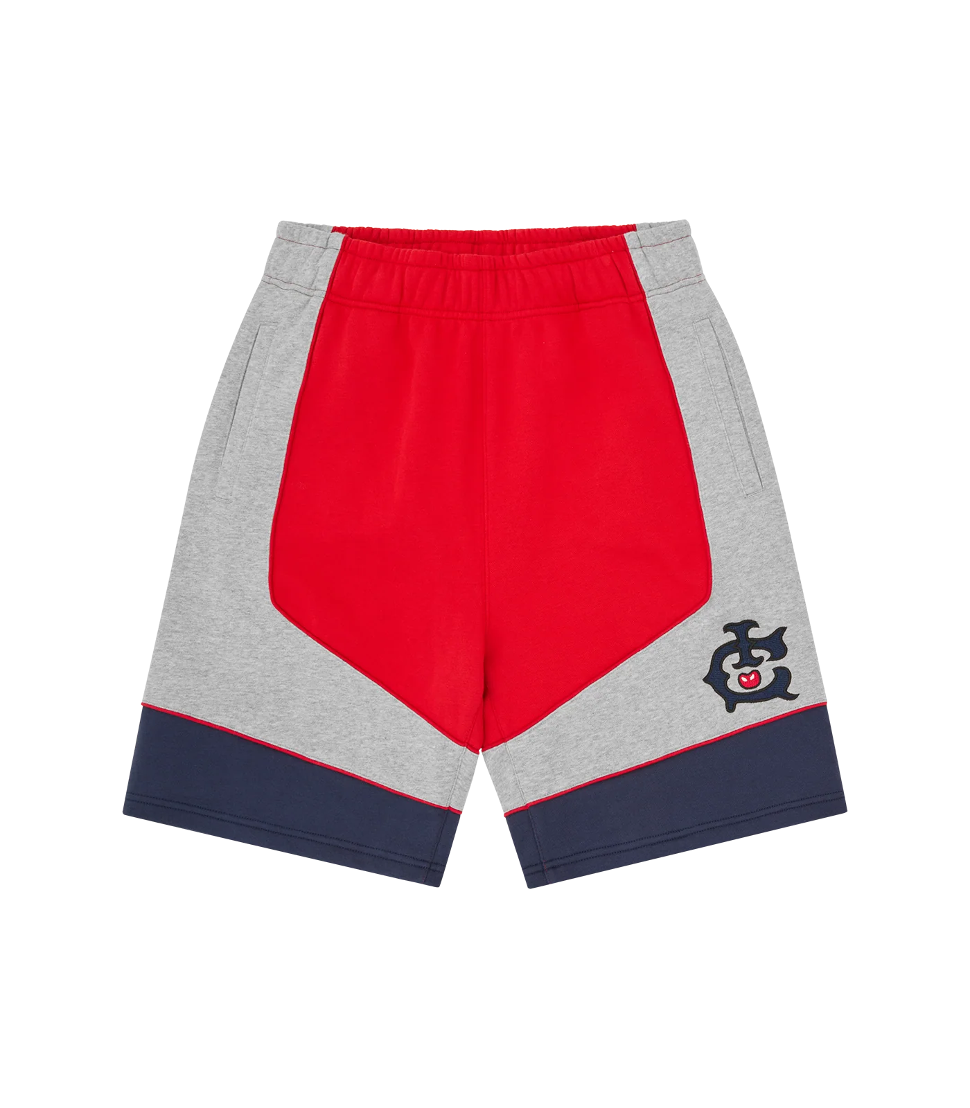 PANELLED WARM UP SWEATSHORTS - GREY