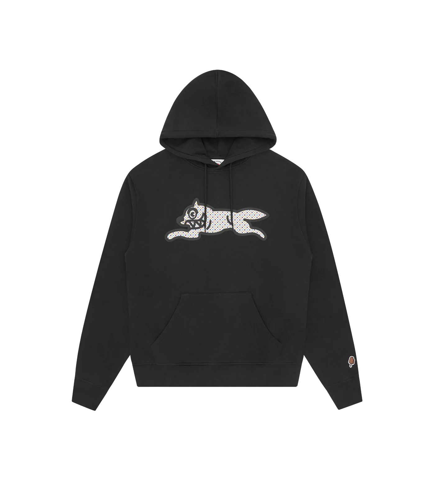 POLKA DOT RUNNING DOG POPOVER HOOD - BLACK