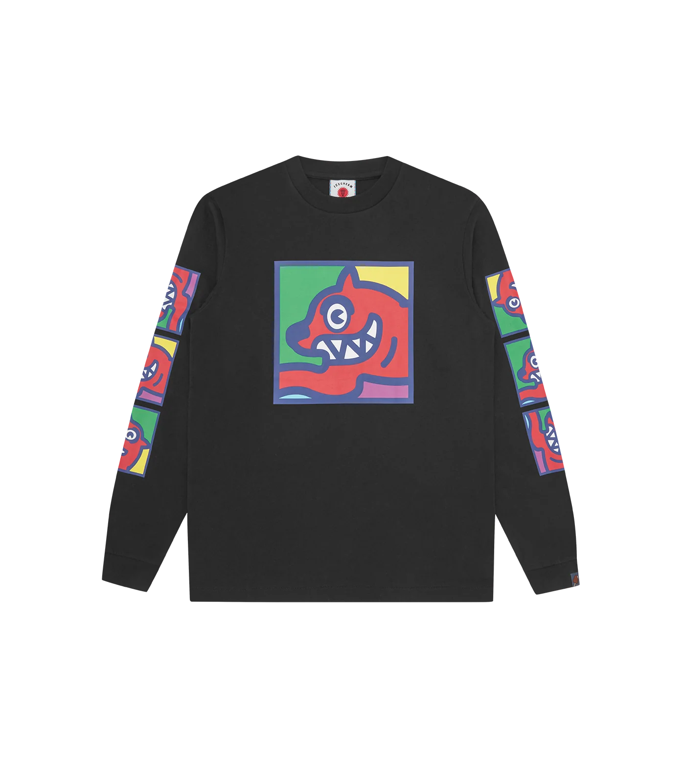 POP ART RUNNING DOG L/S T-SHIRT - BLACK