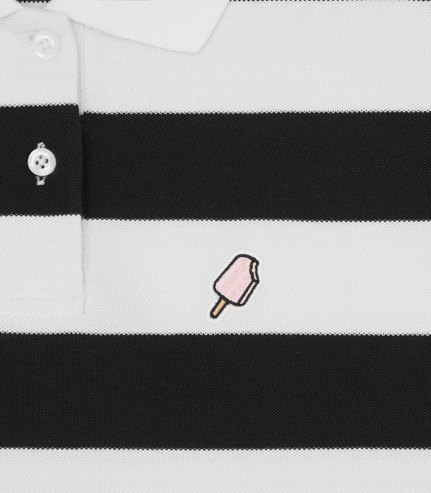 POPSICLE STRIPED POLO SHIRT - BLACK/WHITE - Image 4