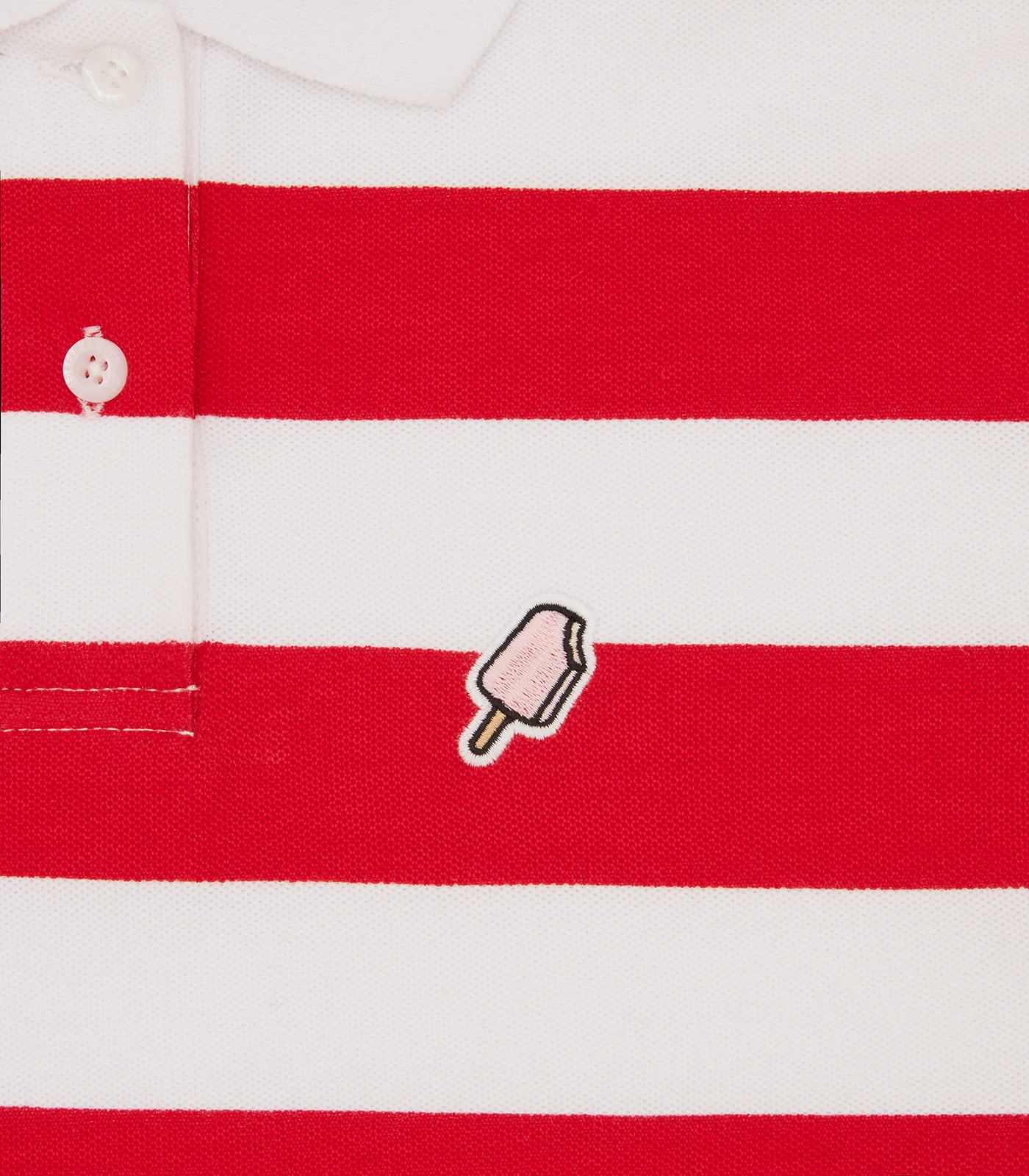POPSICLE STRIPED POLO SHIRT - RED/WHITE - Image 4