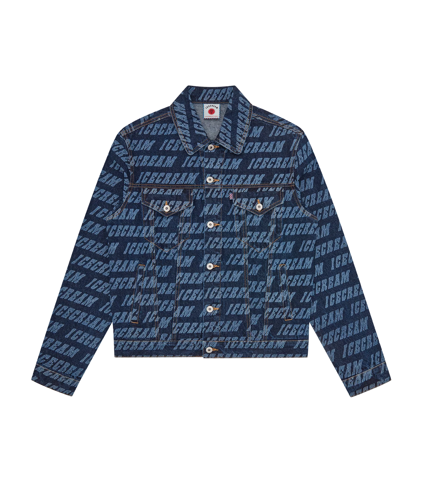 REPEAT LOGO DENIM TRUCKER JACKET - INDIGO