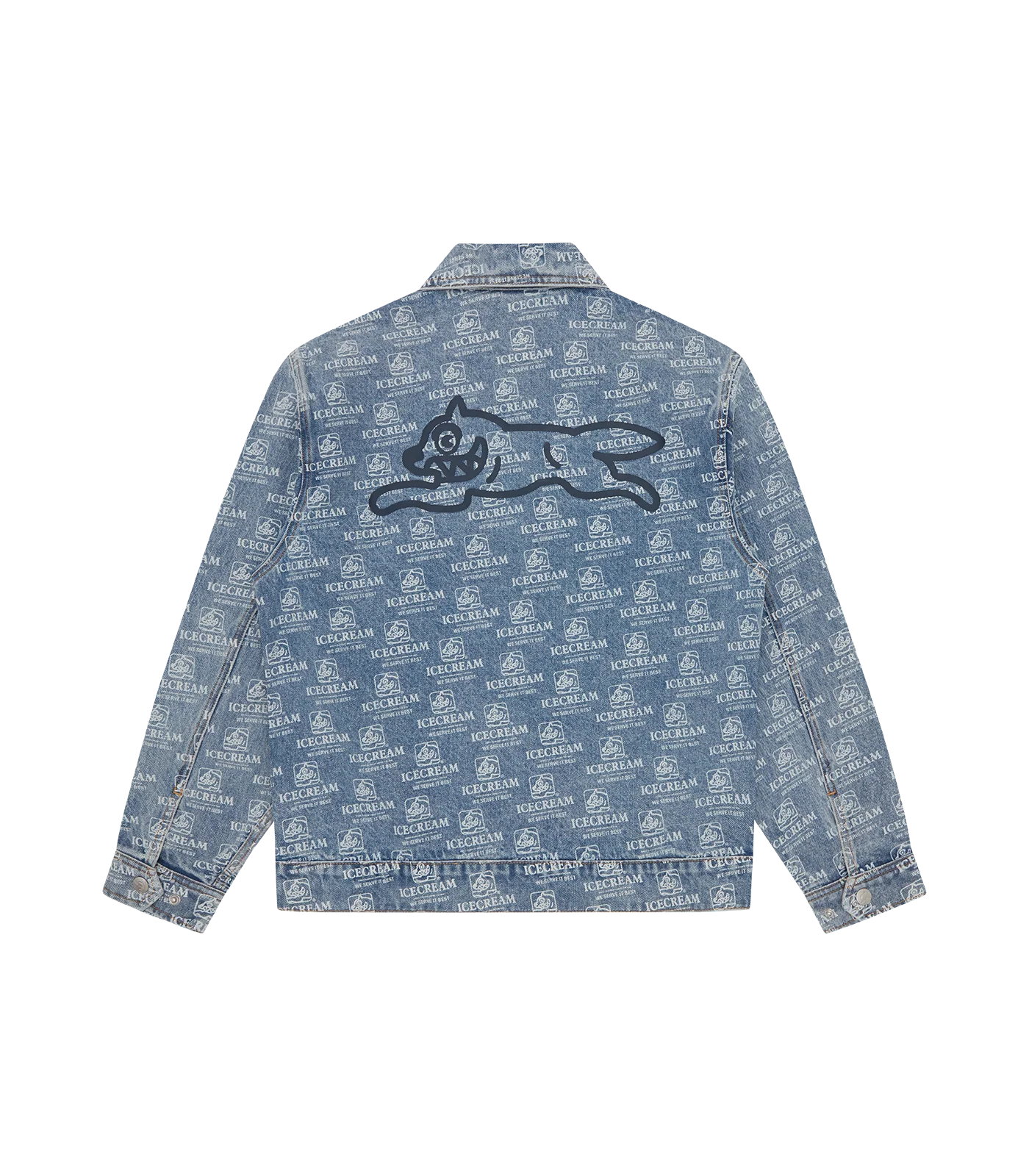 REPEAT PRINT DENIM TRUCKER JACKET - HEAVY WASH BLUE - Image 2