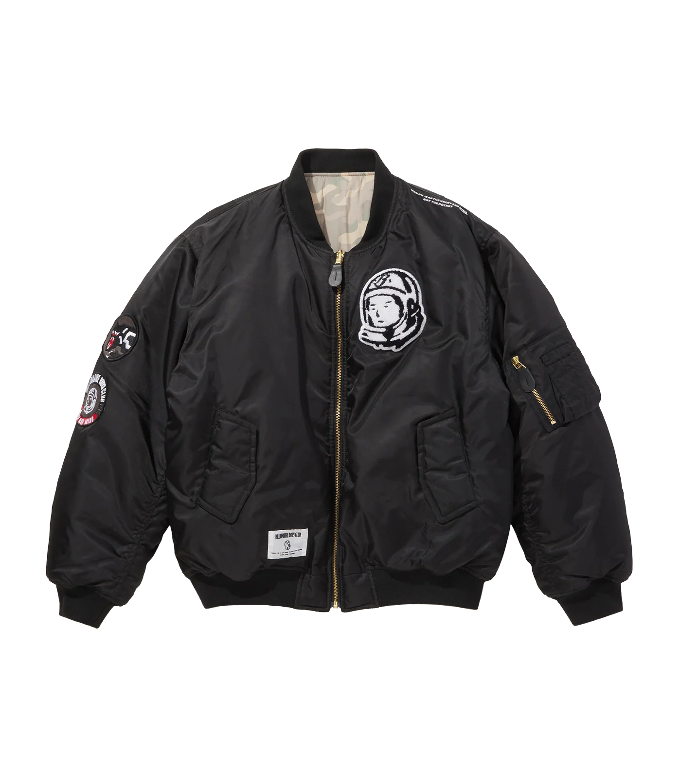 REVERSIBLE NYLON MA-1 BOMBER - BLACK/CAMO