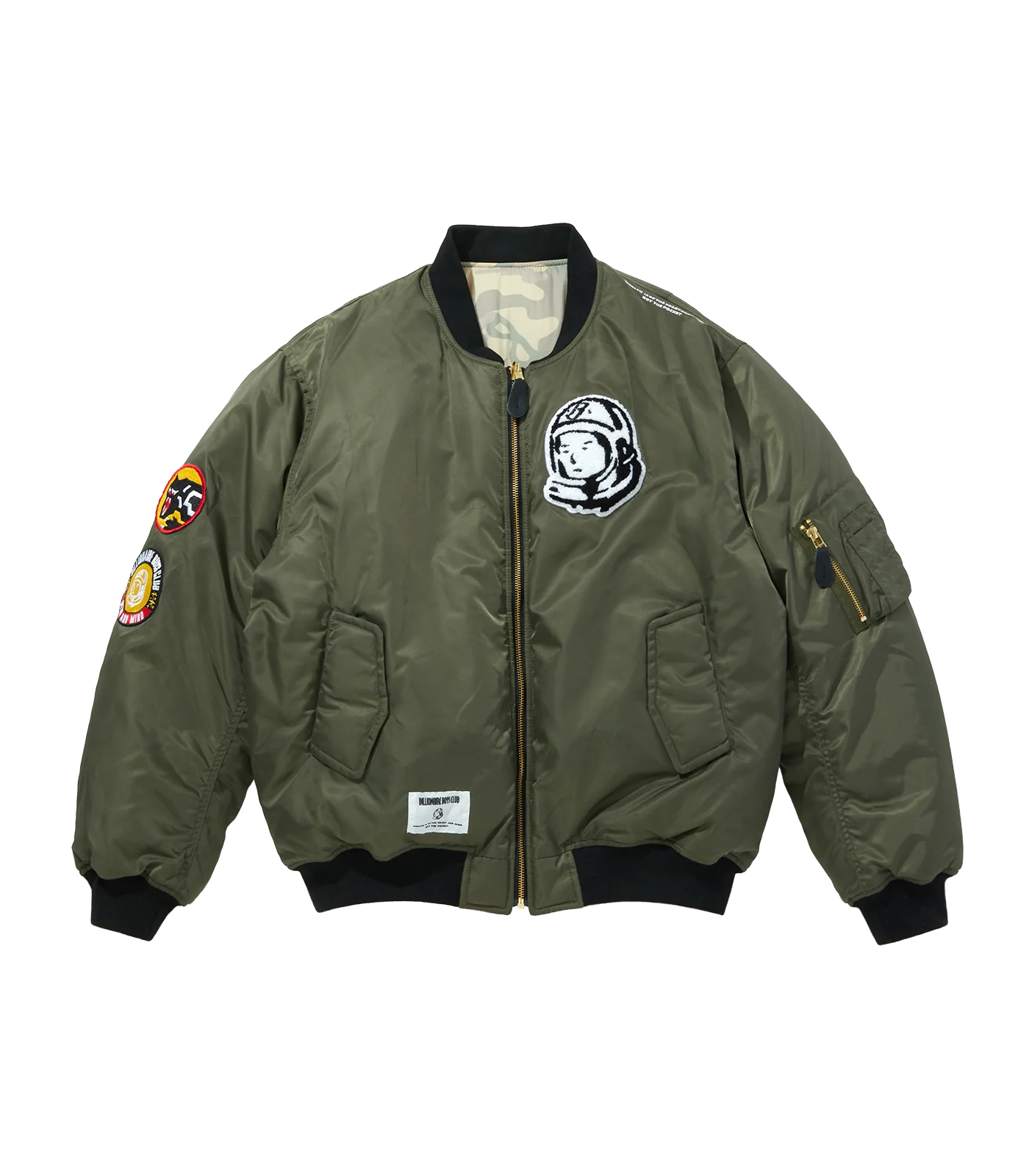 REVERSIBLE NYLON MA-1 BOMBER - OLIVE/CAMO