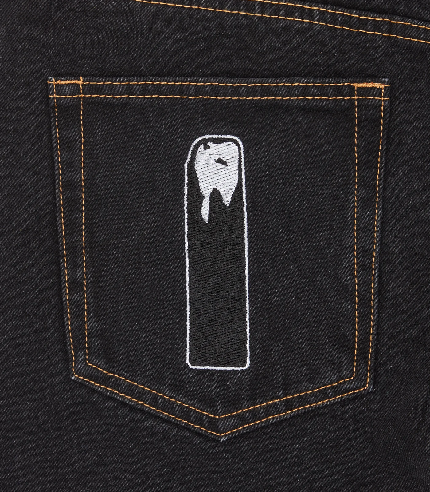 RHINESTONE RUNNING DOG DENIM PANTS - BLACK - Image 5