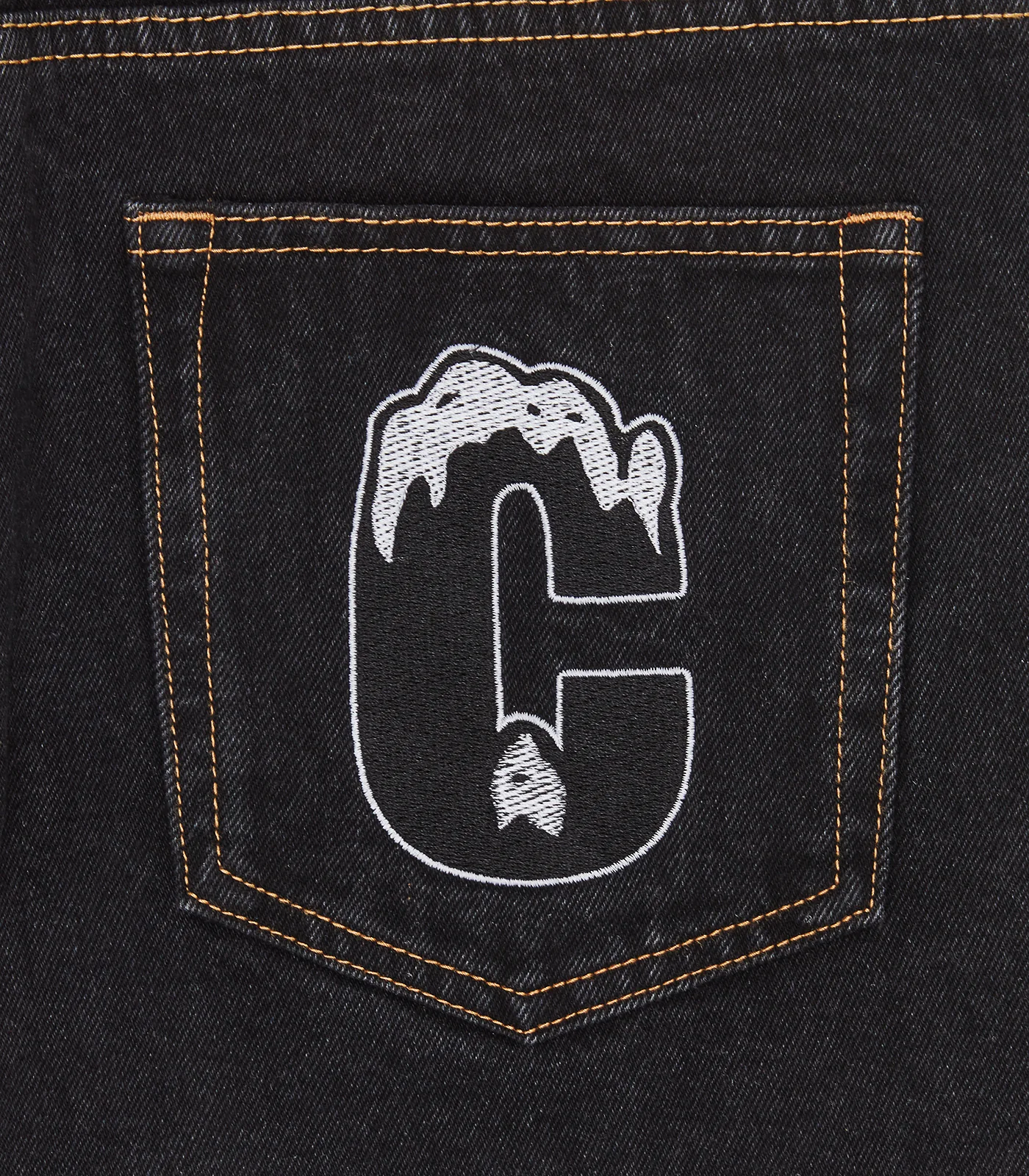 RHINESTONE RUNNING DOG DENIM PANTS - BLACK - Image 6