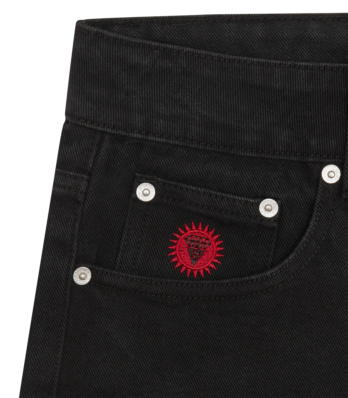 RHINESTONE RUNNING DOG DENIM PANTS - BLACK - Image 4