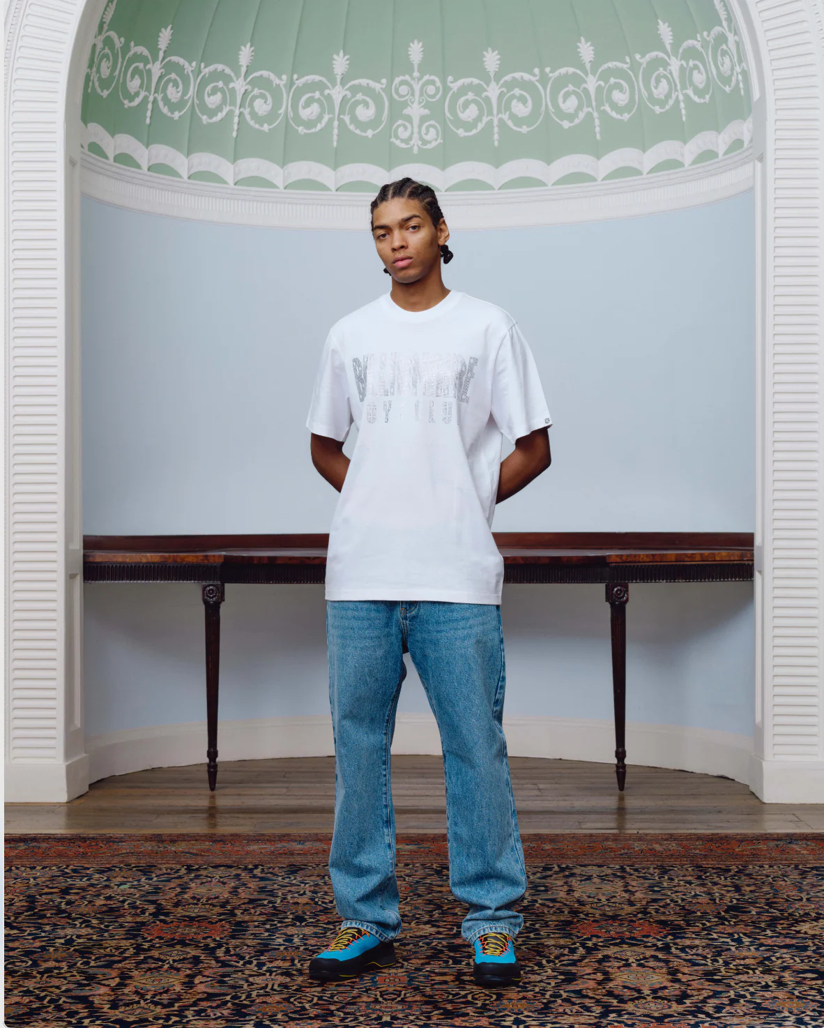 RHINESTONE STRAIGHT LOGO T-SHIRT - WHITE - Image 3