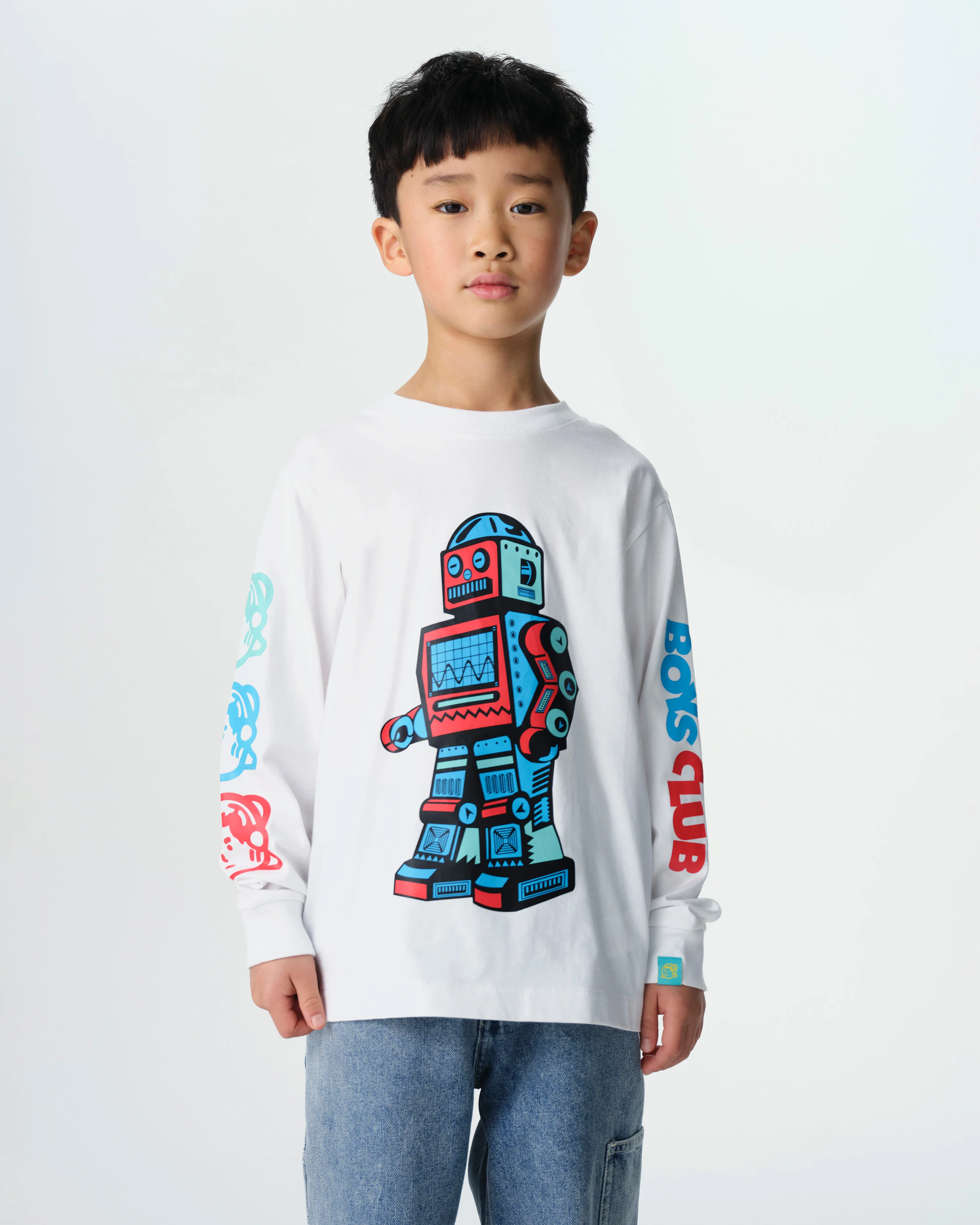 KIDS ROBOT L/S T-SHIRT - WHITE - Image 3