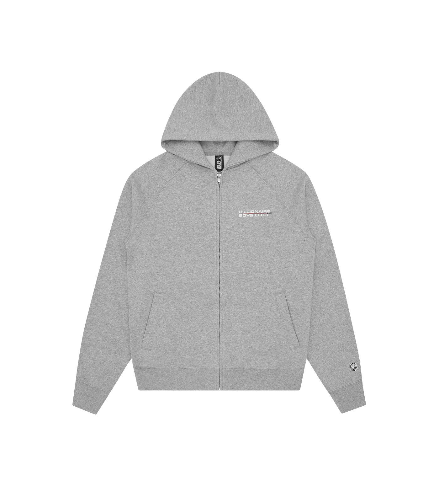 ROCKET LOGO ZIP THROUGH HOOD - HEATHER GREY
