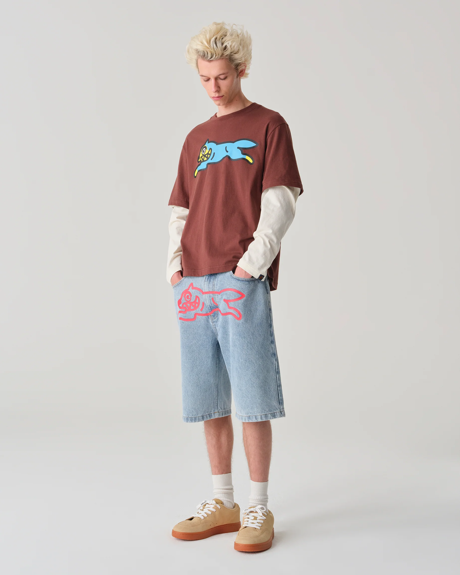 RUNNING DOG DENIM SHORTS - LIGHT WASH BLUE - Image 3
