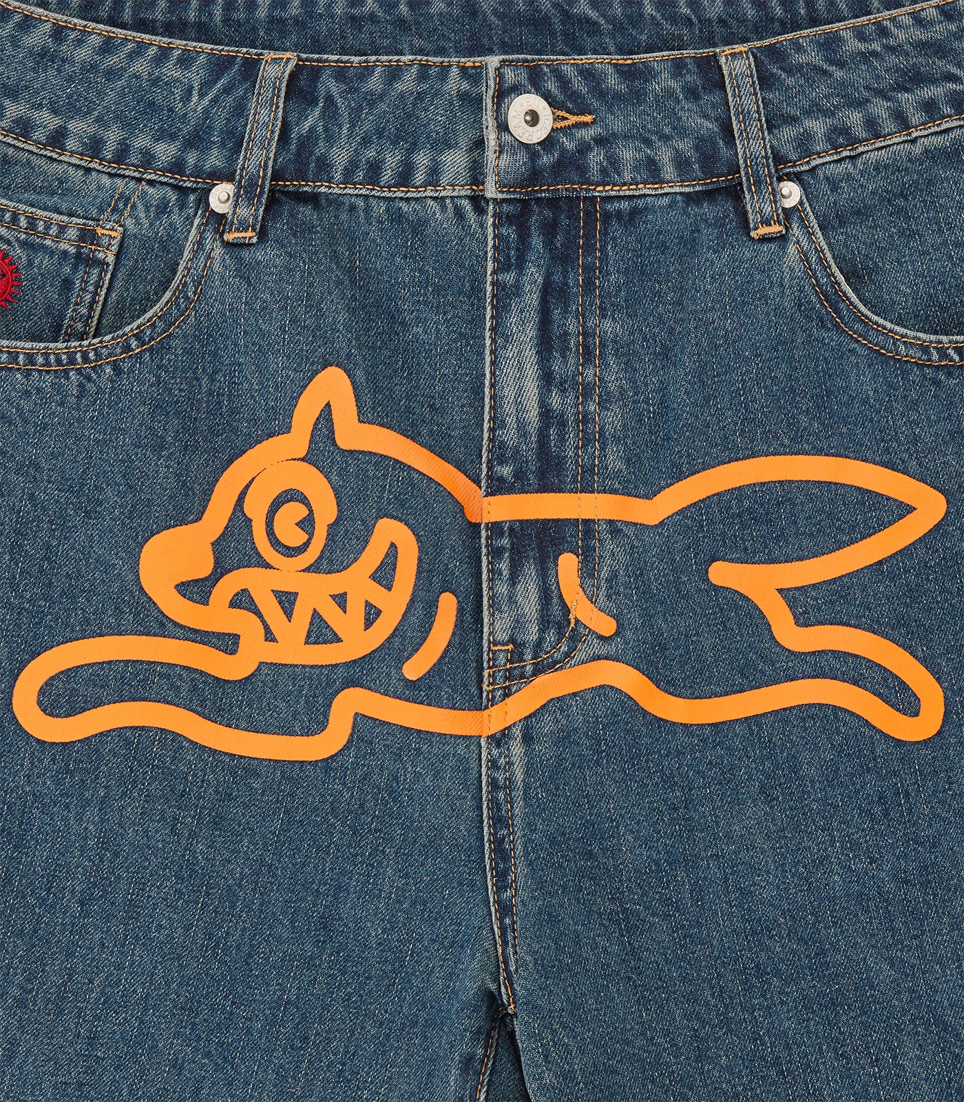 RUNNING DOG DENIM SHORTS - MID WASH BLUE - Image 3