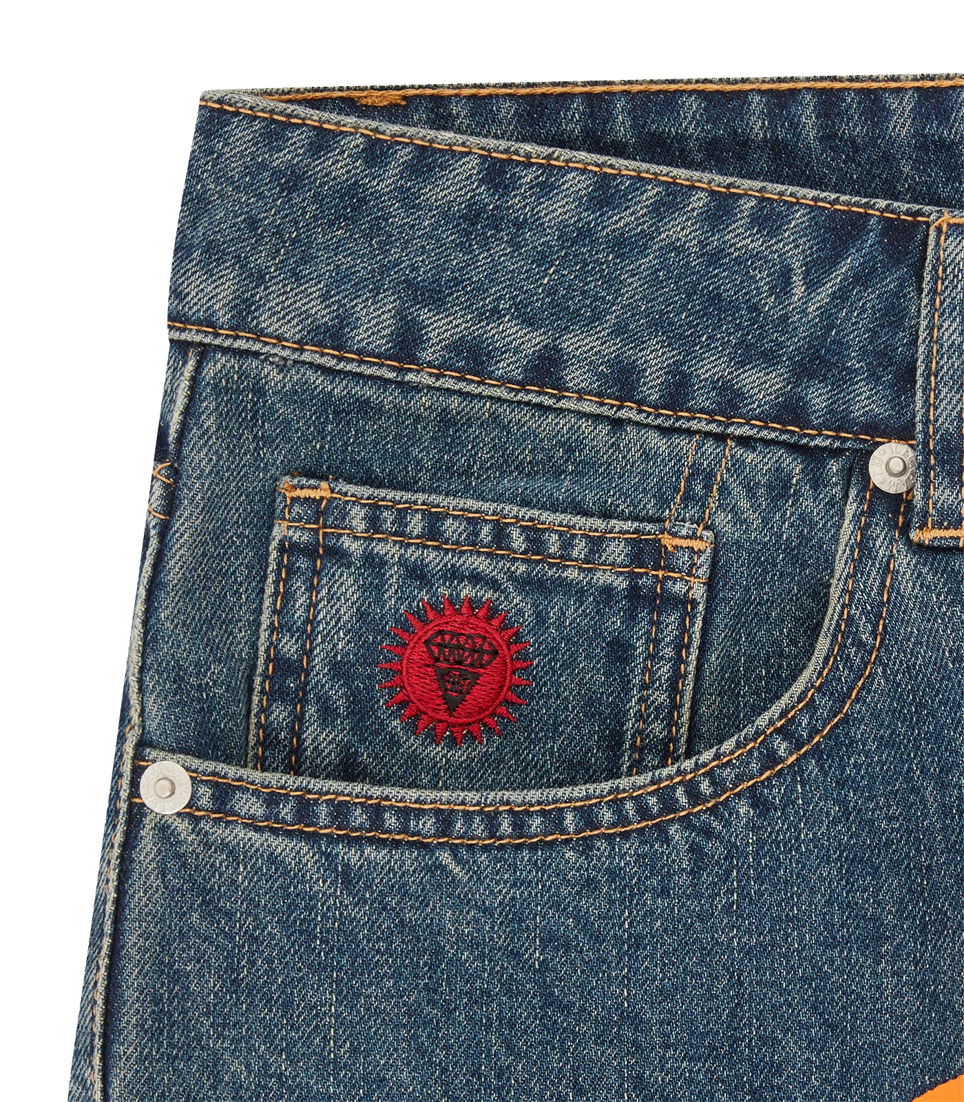 RUNNING DOG DENIM SHORTS - MID WASH BLUE - Image 6