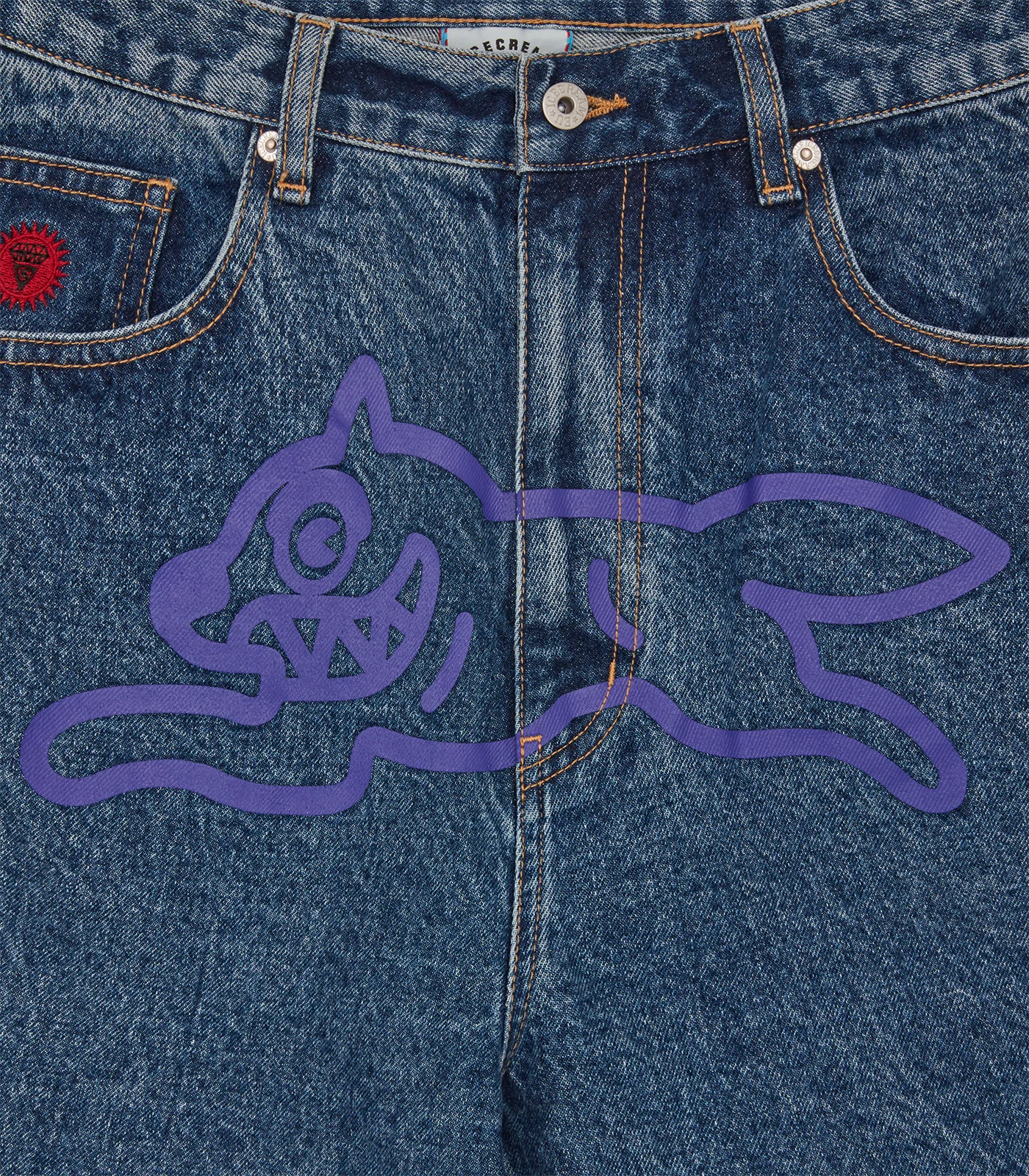 RUNNING DOG DENIM SHORTS - MID WASH BLUE - Image 3