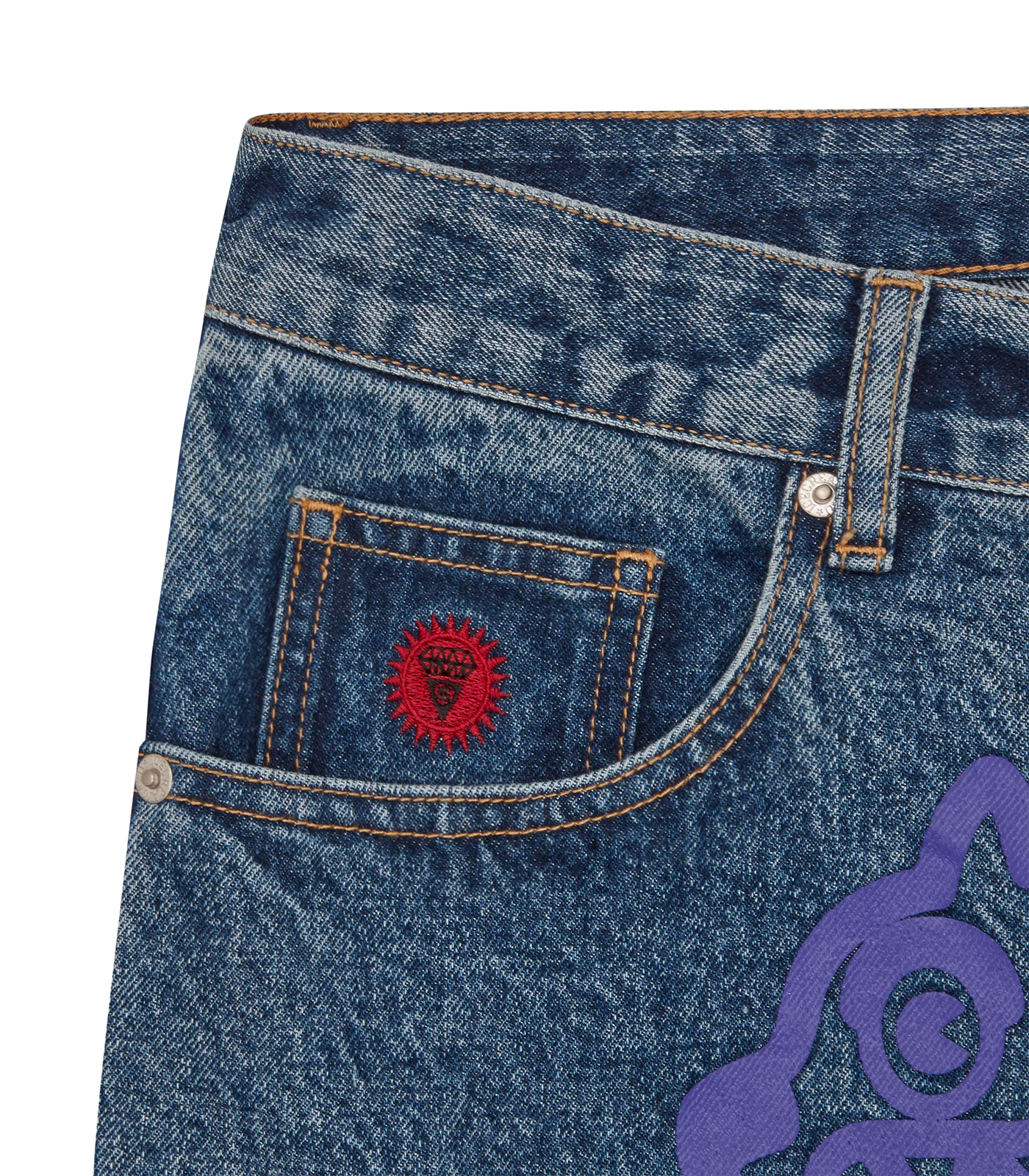 RUNNING DOG DENIM SHORTS - MID WASH BLUE - Image 4