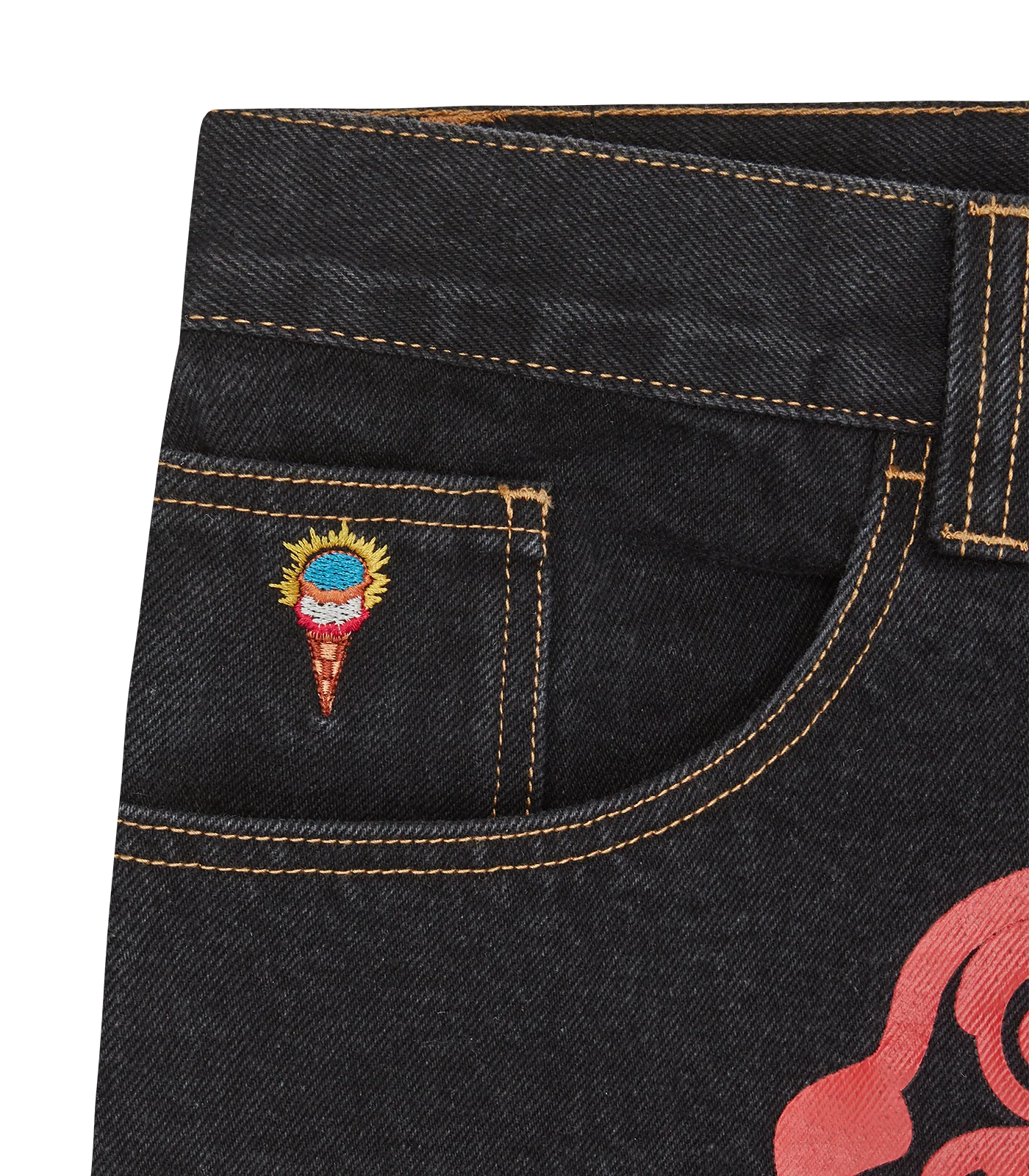 RUNNING DOG DOUBLE SCOOP DENIM PANTS - BLACK - Image 5