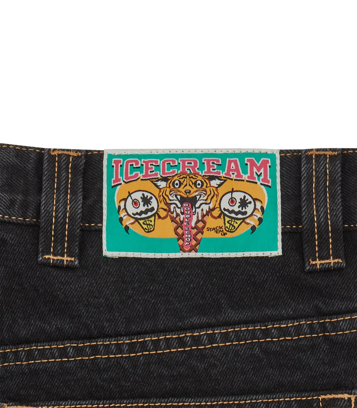 RUNNING DOG DOUBLE SCOOP DENIM PANTS - BLACK - Image 7