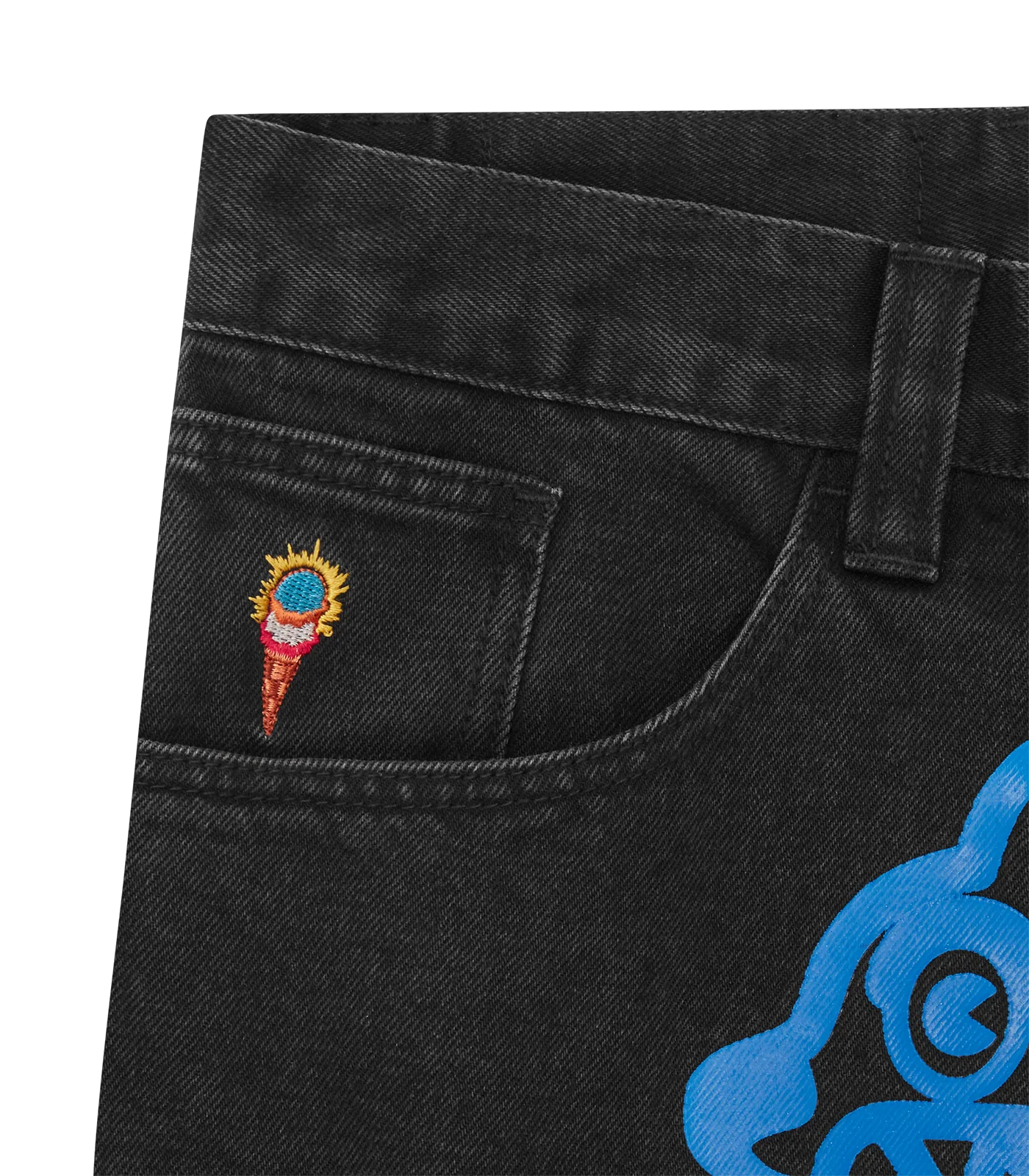 RUNNING DOG DOUBLE SCOOP DENIM PANT - BLACK - Image 5
