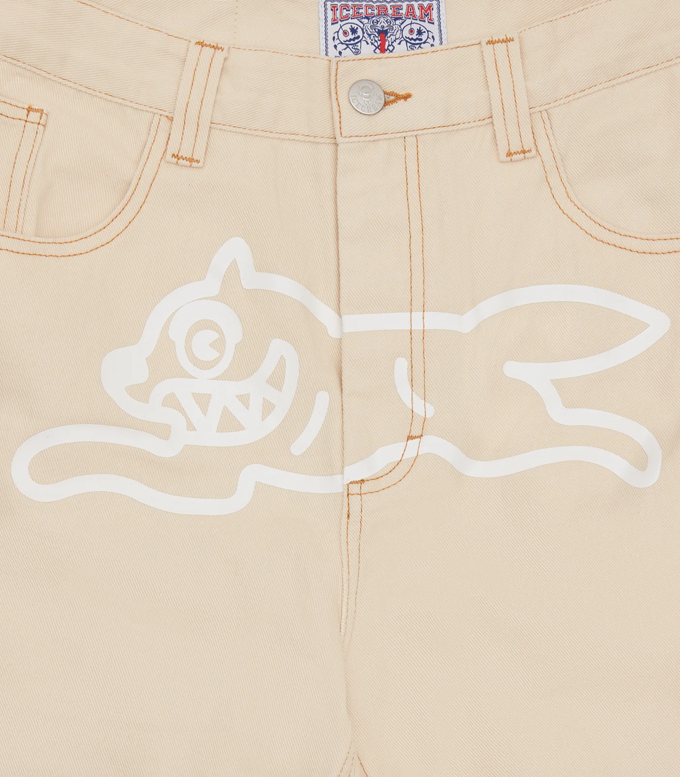 RUNNING DOG DOUBLE SCOOP DENIM PANTS - ECRU - Image 3